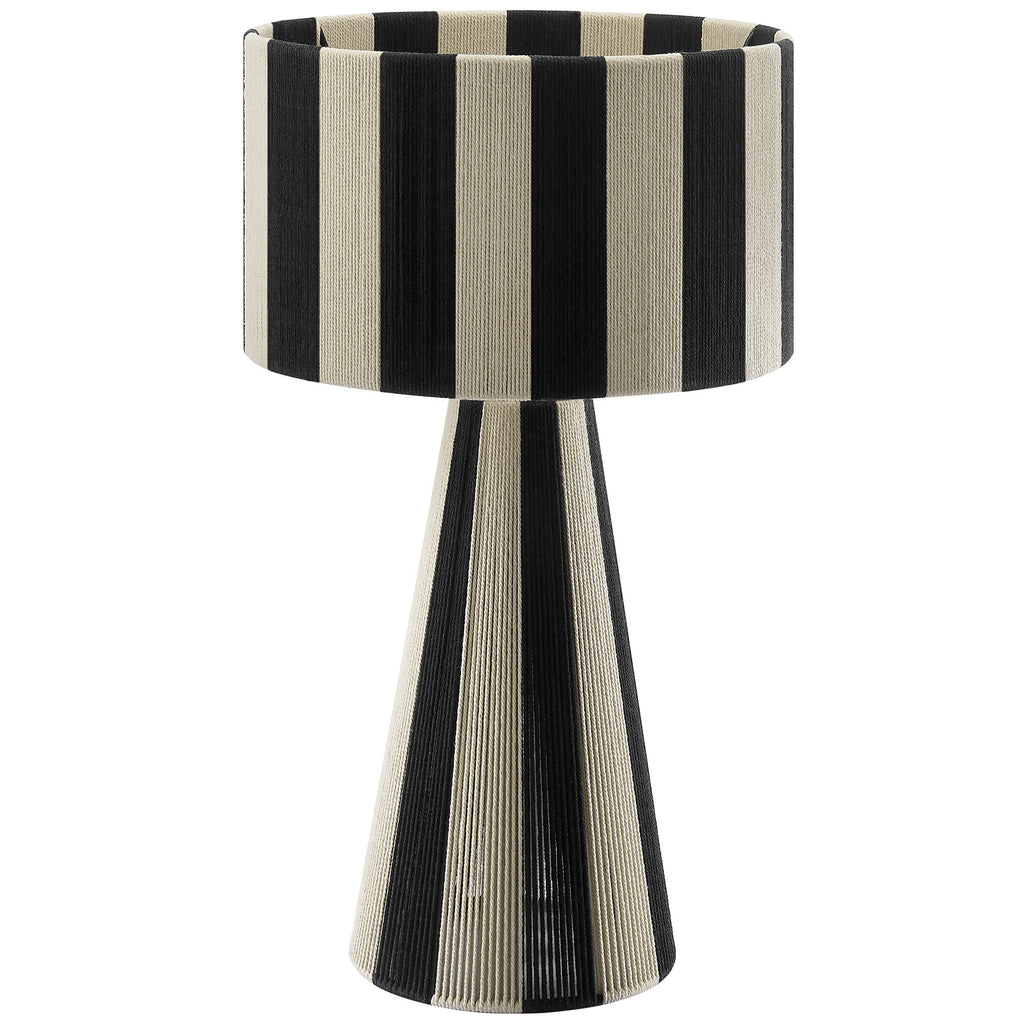 Renae Handwoven Cotton Thread Striped Table Lamp - Black