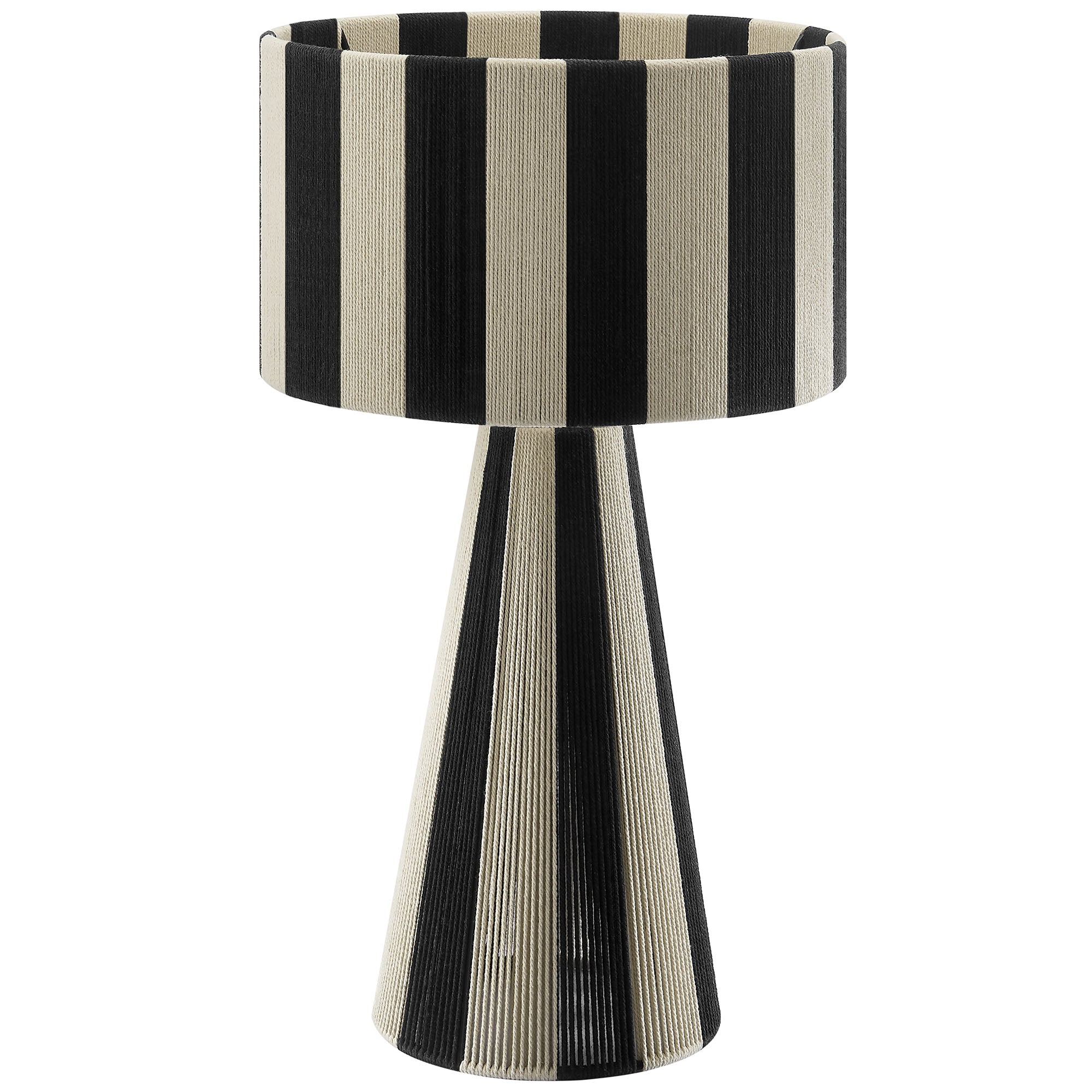 Renae Handwoven Cotton Thread Striped Table Lamp - Black