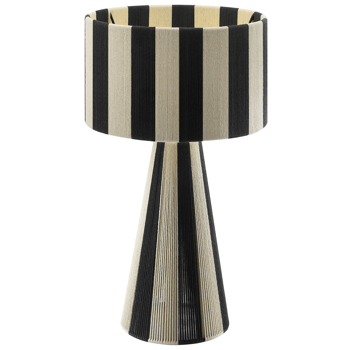 Renae Handwoven Cotton Thread Striped Table Lamp - Black