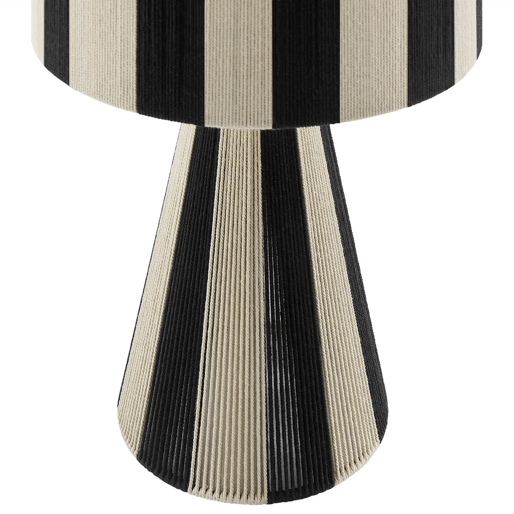 Renae Handwoven Cotton Thread Striped Table Lamp - Black