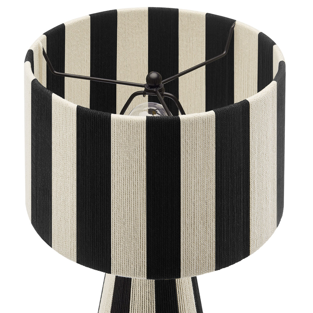 Renae Handwoven Cotton Thread Striped Table Lamp - Black