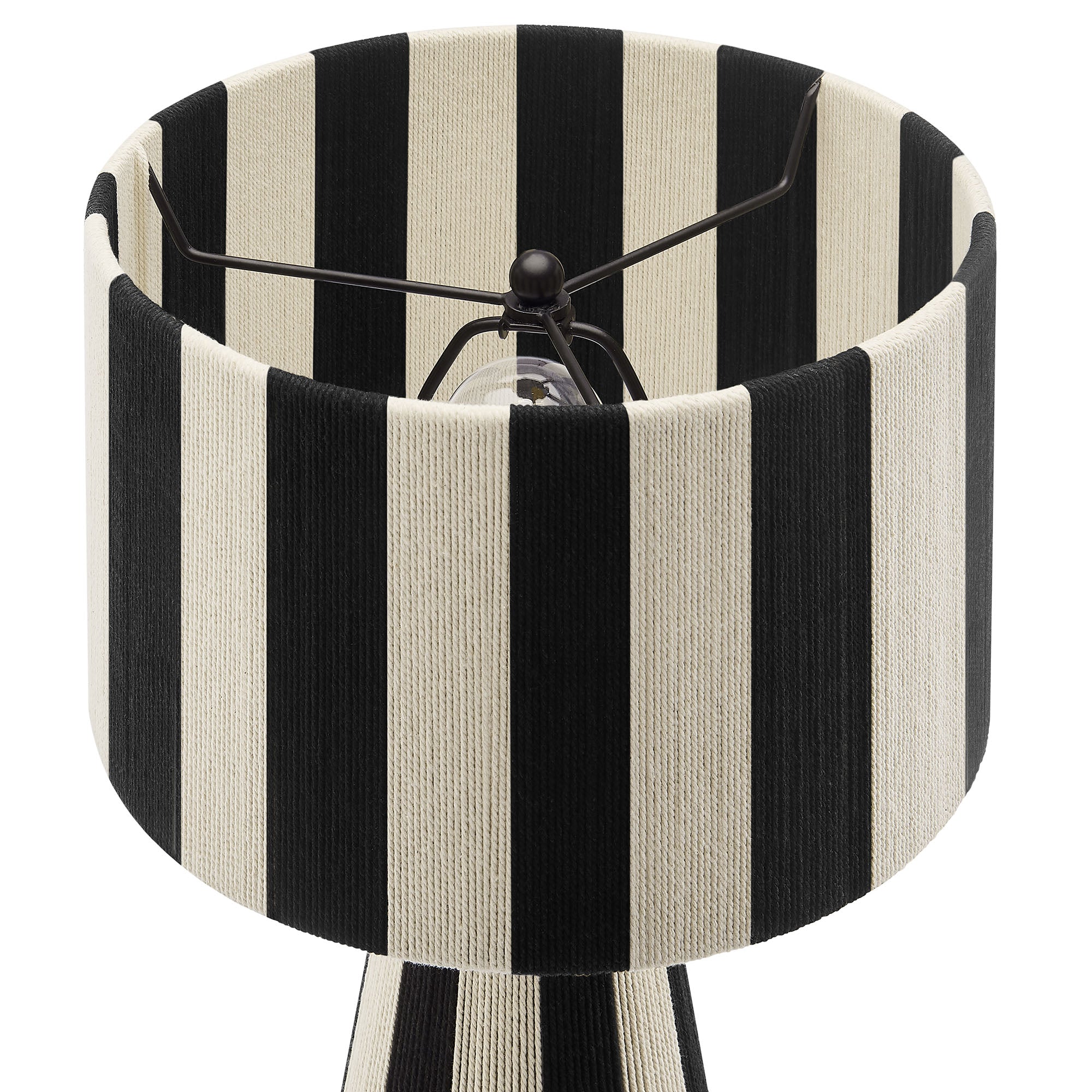 Renae Handwoven Cotton Thread Striped Table Lamp - Black