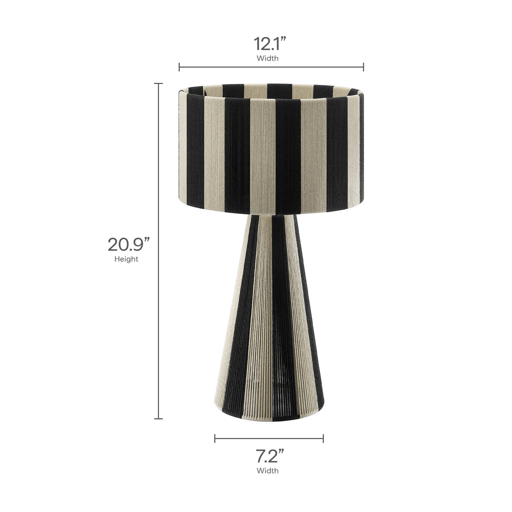 Renae Handwoven Cotton Thread Striped Table Lamp - Black