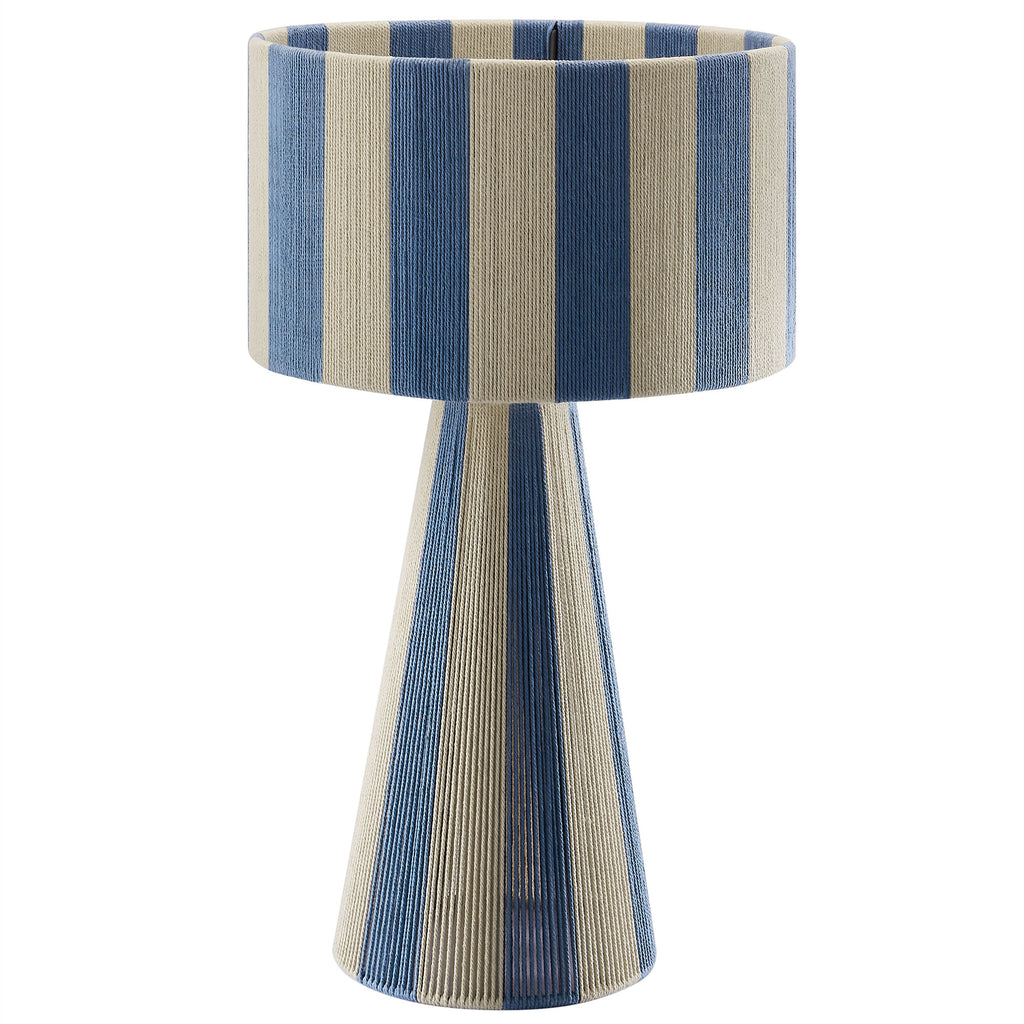 Renae Handwoven Cotton Thread Striped Table Lamp - Capri Blue