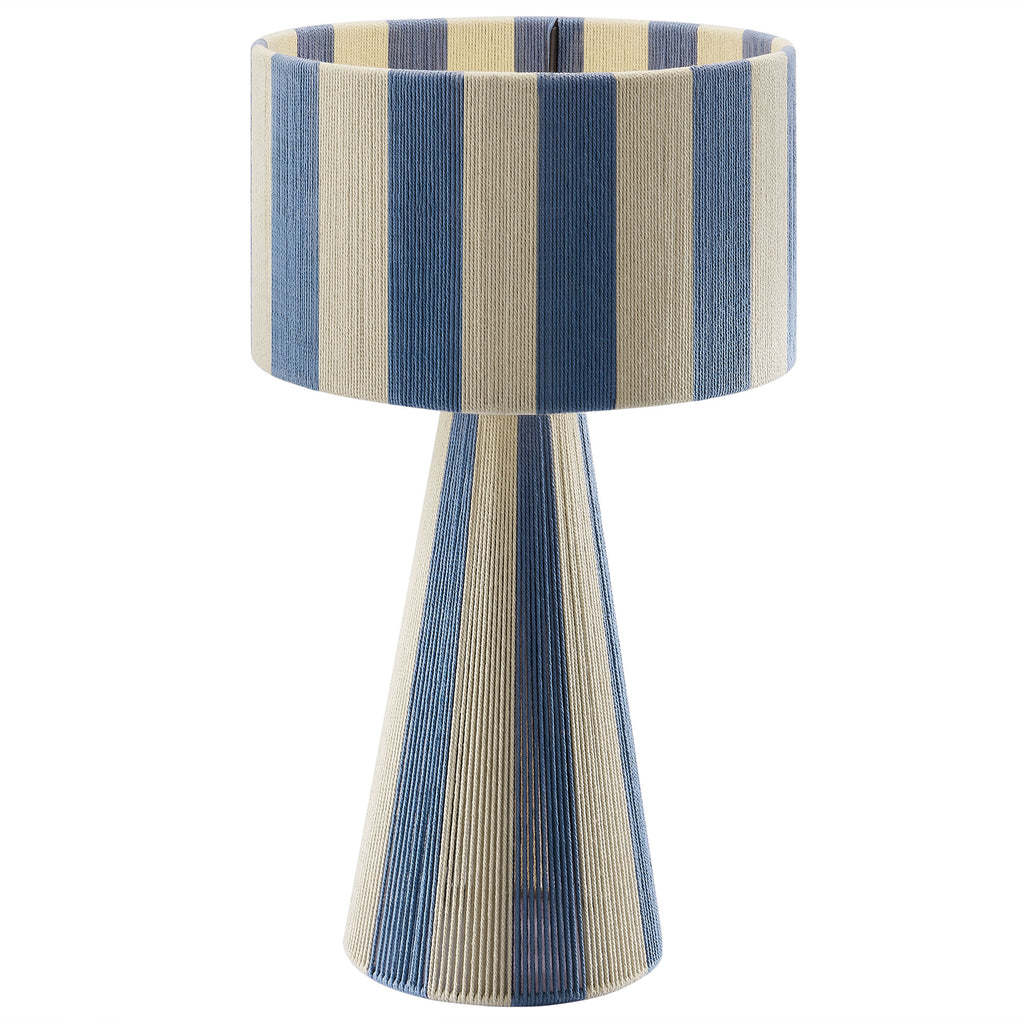 Renae Handwoven Cotton Thread Striped Table Lamp - Capri Blue