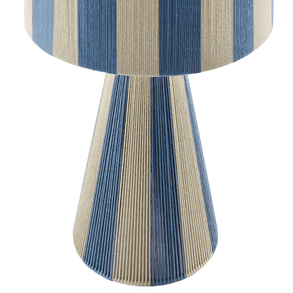 Renae Handwoven Cotton Thread Striped Table Lamp - Capri Blue