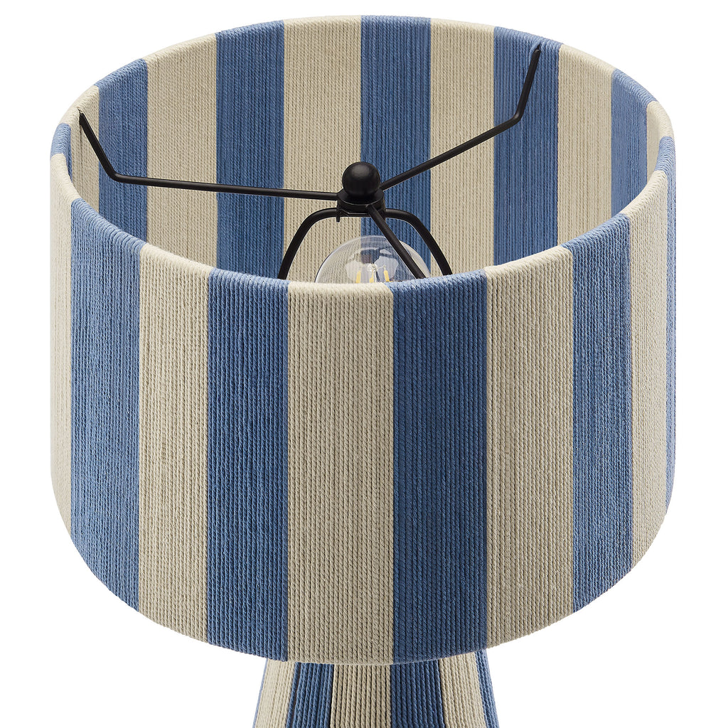 Renae Handwoven Cotton Thread Striped Table Lamp - Capri Blue