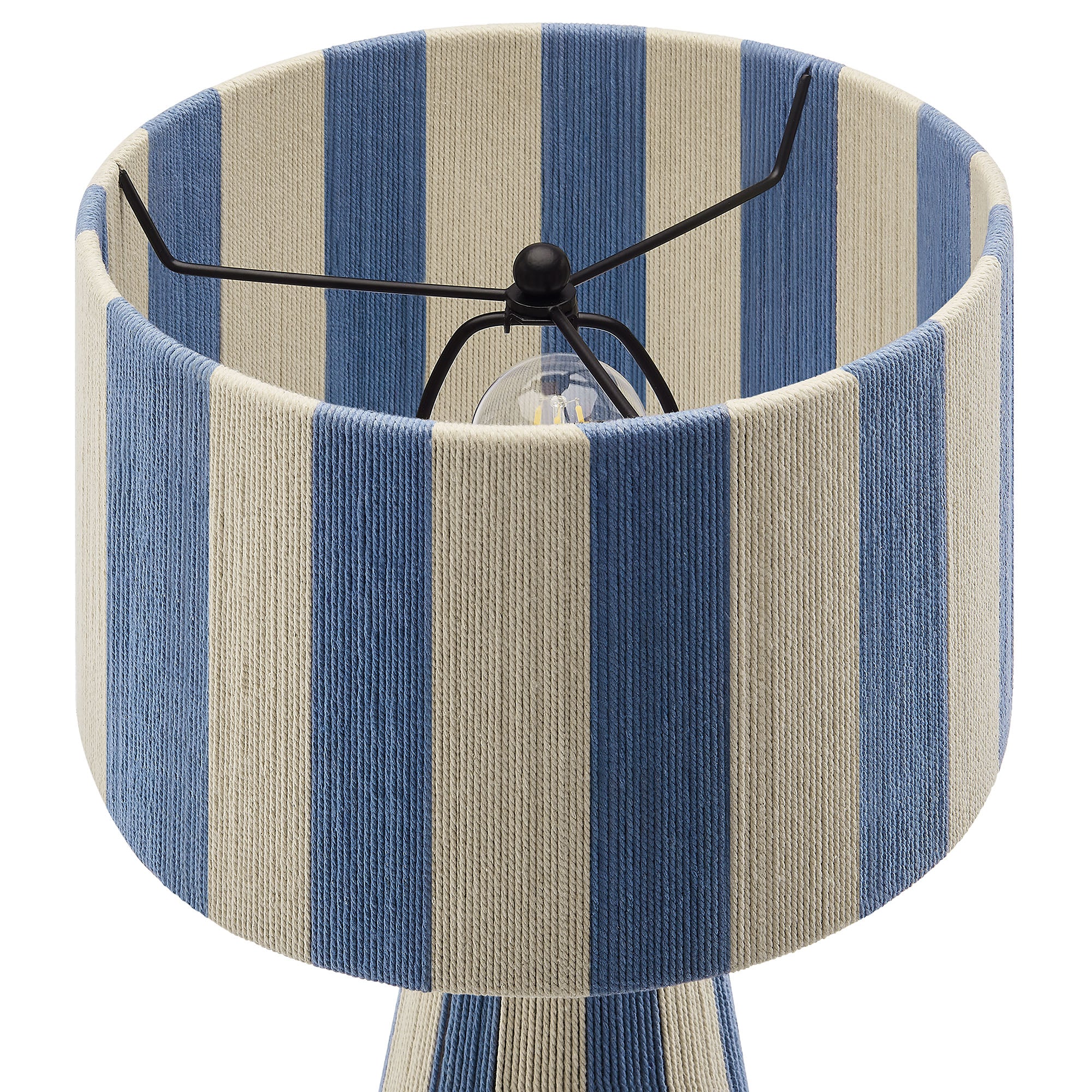 Renae Handwoven Cotton Thread Striped Table Lamp - Capri Blue