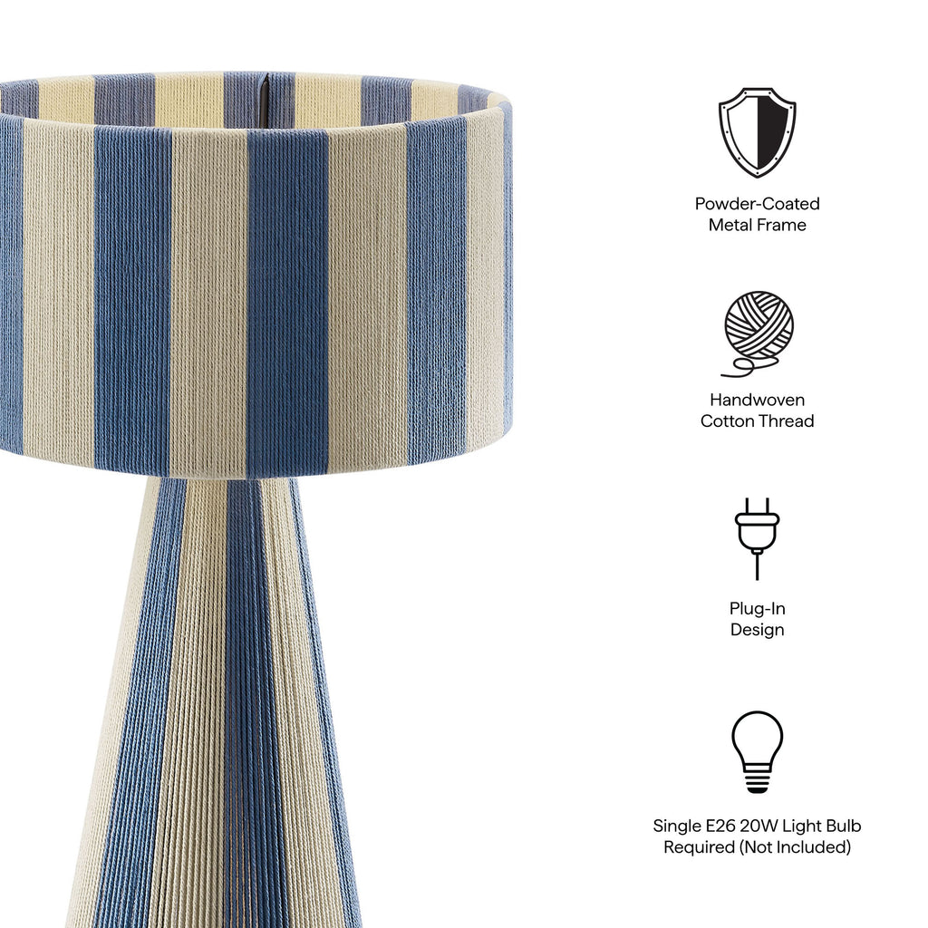 Renae Handwoven Cotton Thread Striped Table Lamp - Capri Blue