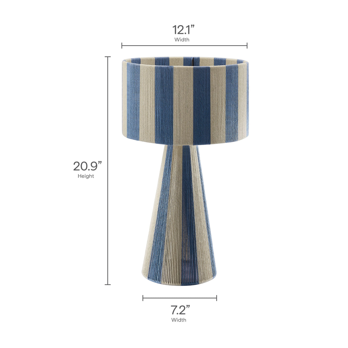 Renae Handwoven Cotton Thread Striped Table Lamp - Capri Blue