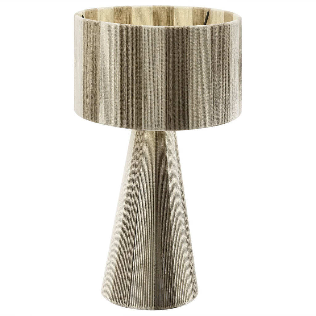 Renae Handwoven Cotton Thread Striped Table Lamp - Cobblestone