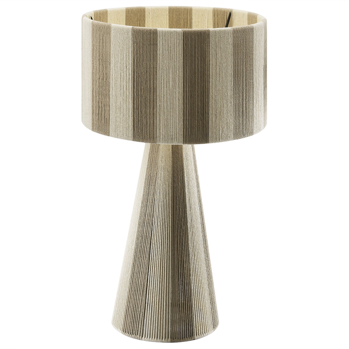 Renae Handwoven Cotton Thread Striped Table Lamp - Cobblestone