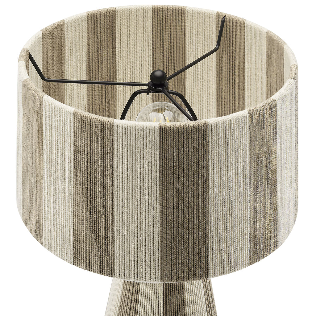 Renae Handwoven Cotton Thread Striped Table Lamp - Cobblestone