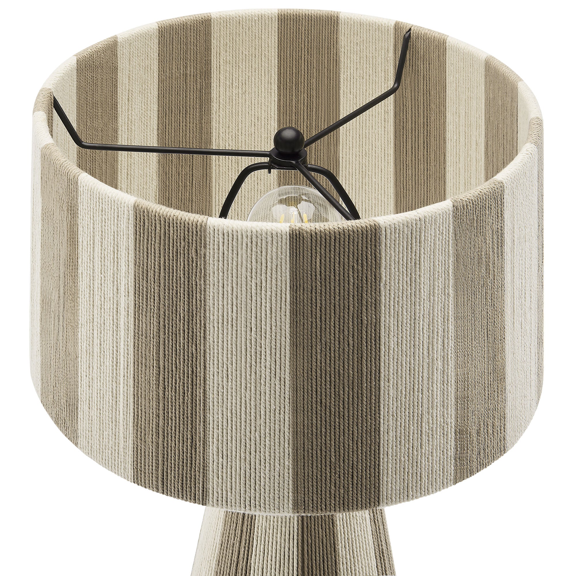 Renae Handwoven Cotton Thread Striped Table Lamp - Cobblestone