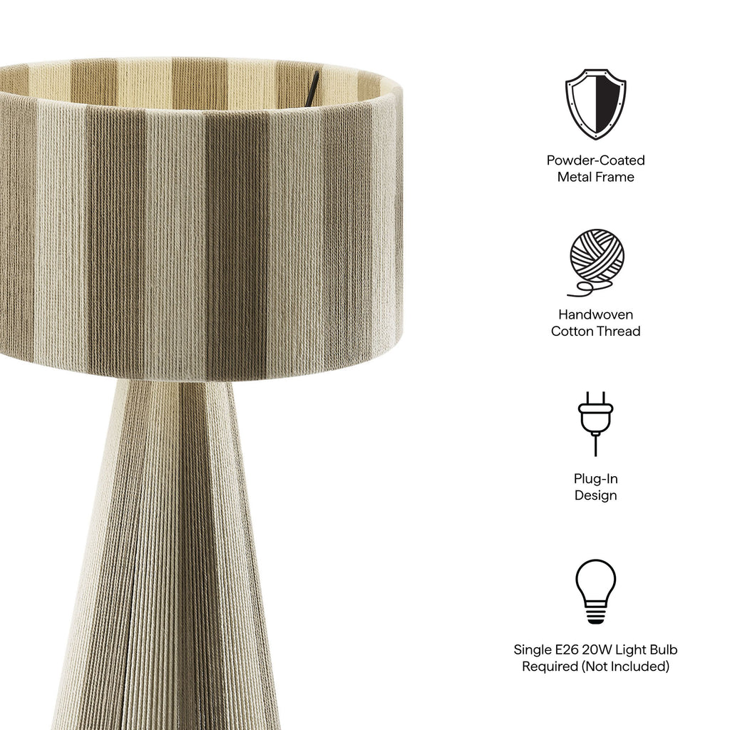 Renae Handwoven Cotton Thread Striped Table Lamp - Cobblestone