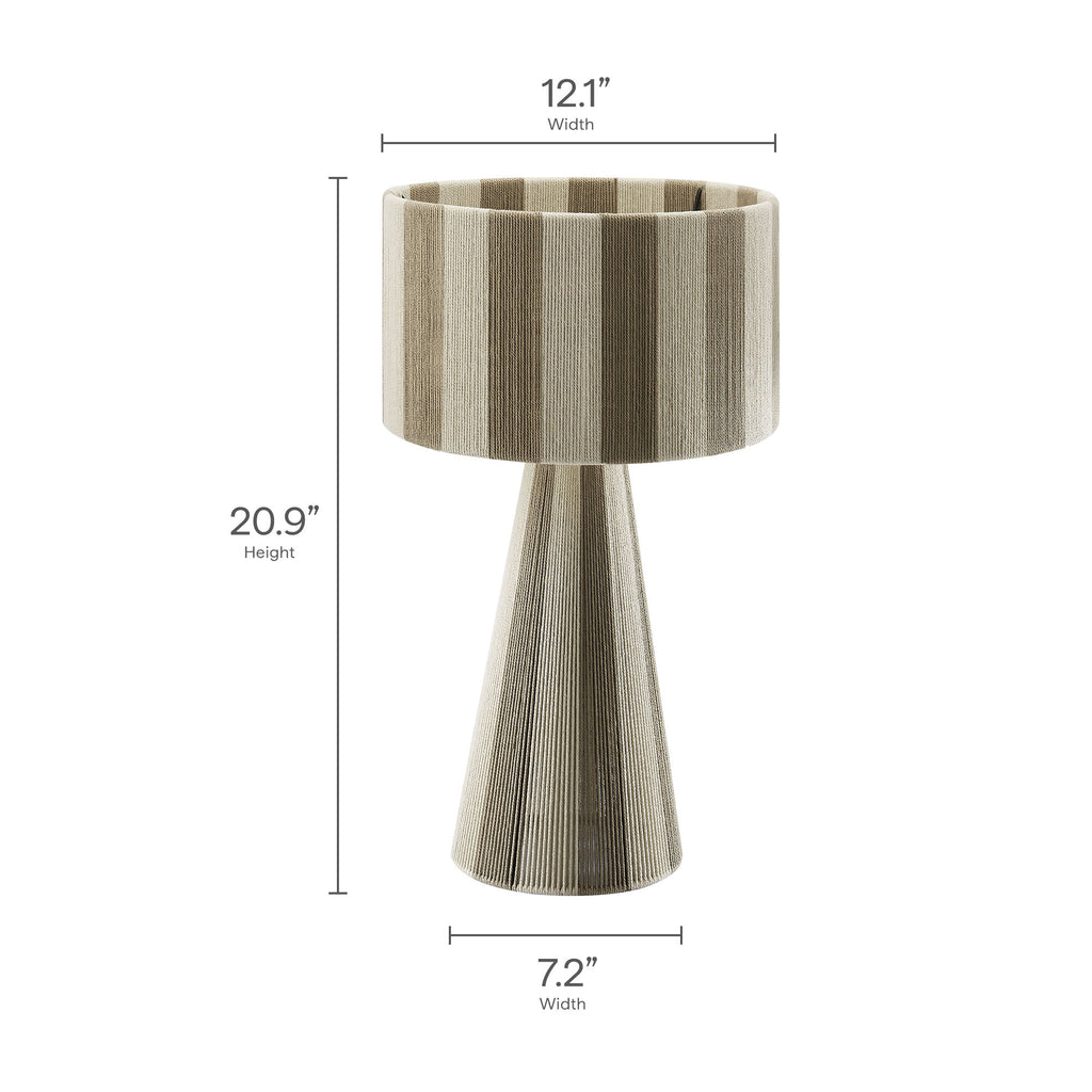 Renae Handwoven Cotton Thread Striped Table Lamp - Cobblestone