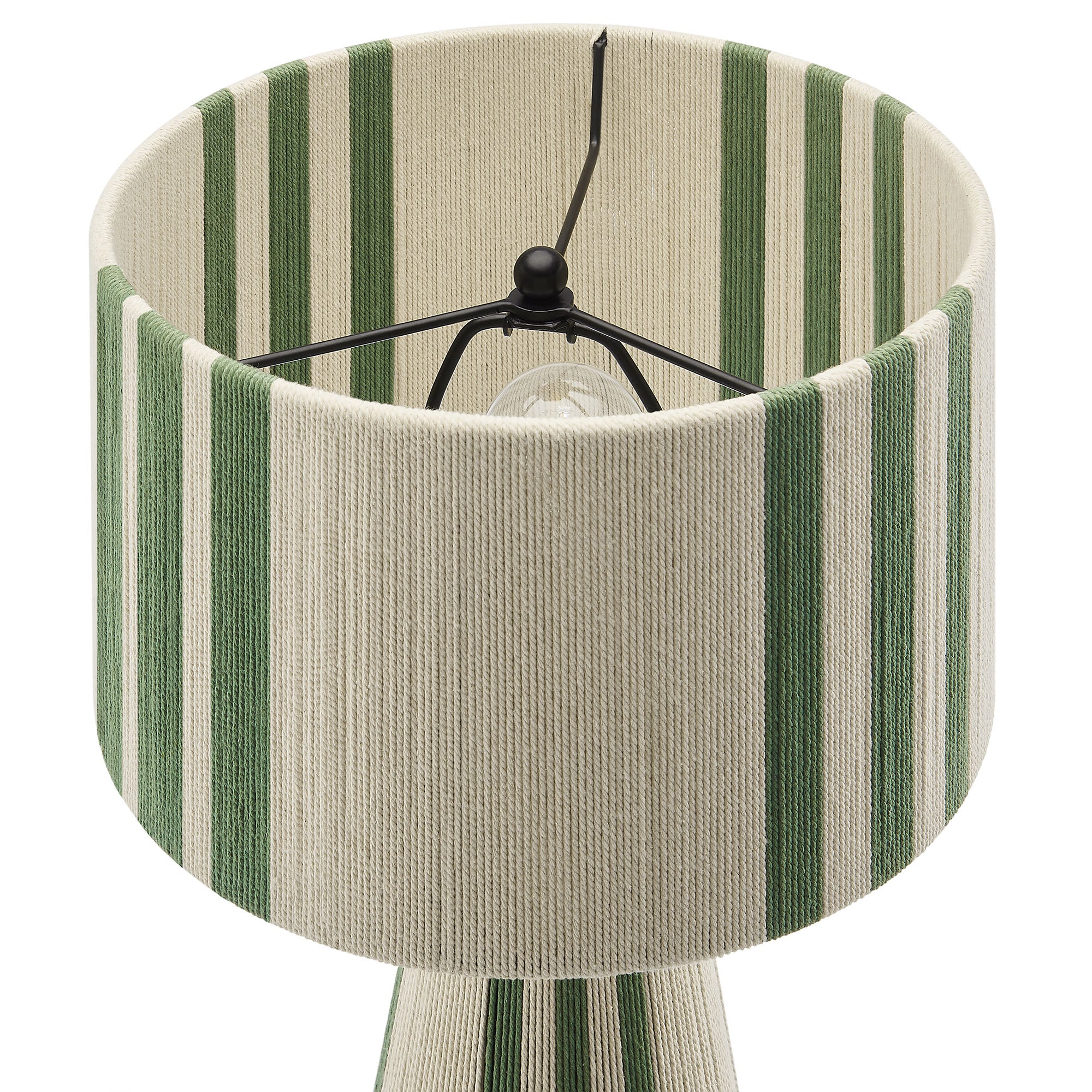 Gia Handwoven Cotton Thread Striped or Plain Table Lamp - Basil Green