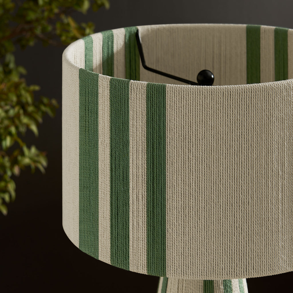 Gia Handwoven Cotton Thread Striped or Plain Table Lamp - Basil Green