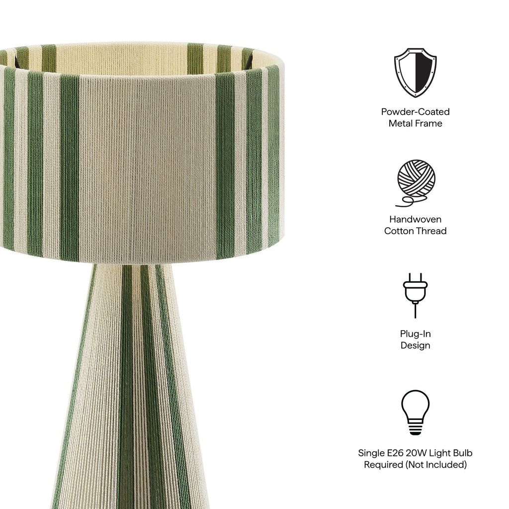Gia Handwoven Cotton Thread Striped or Plain Table Lamp - Basil Green