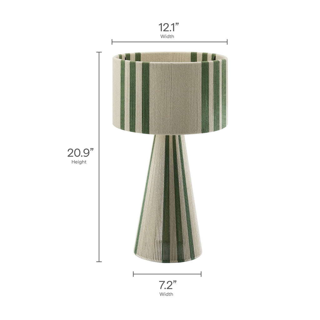 Gia Handwoven Cotton Thread Striped or Plain Table Lamp - Basil Green