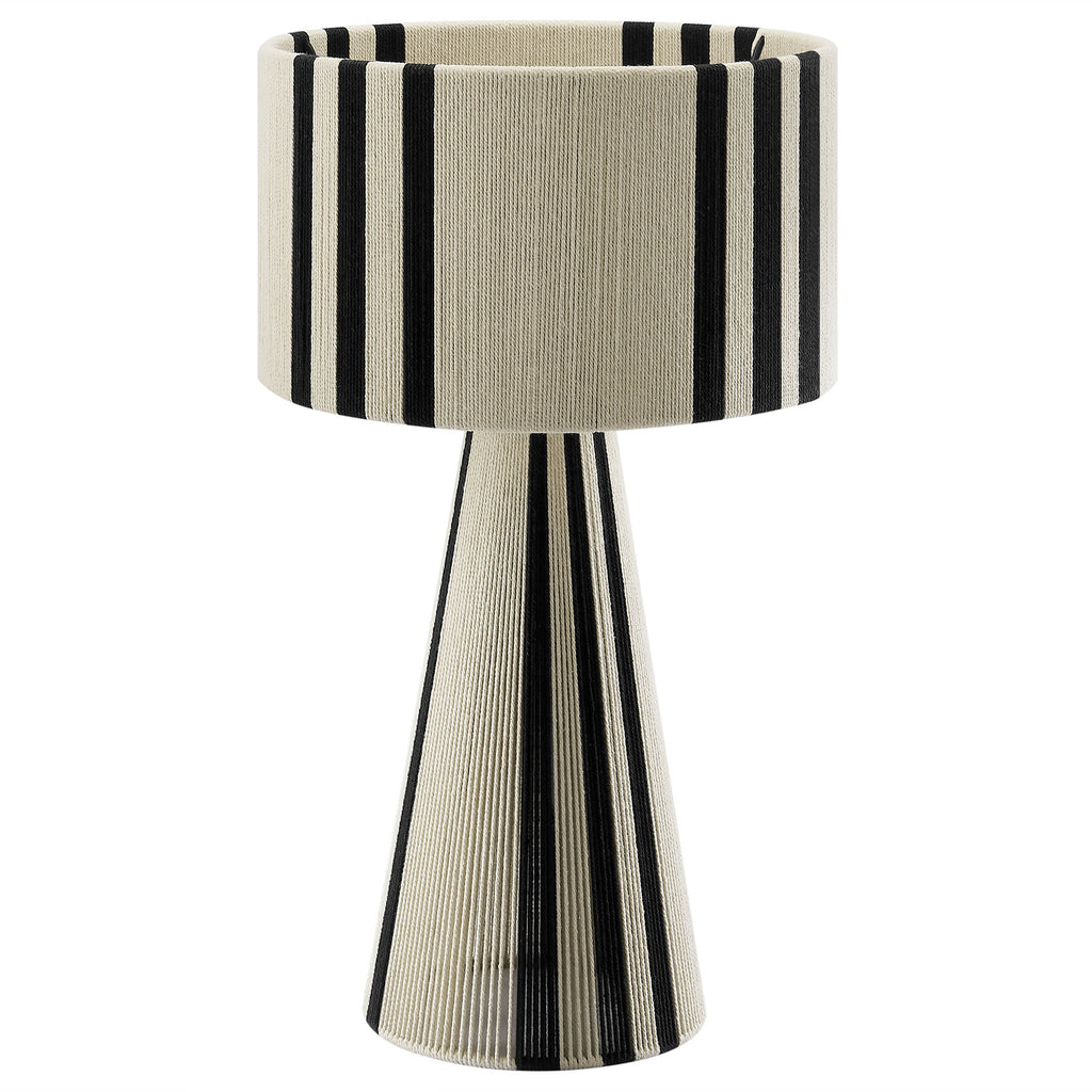Gia Handwoven Cotton Thread Striped or Plain Table Lamp - Black