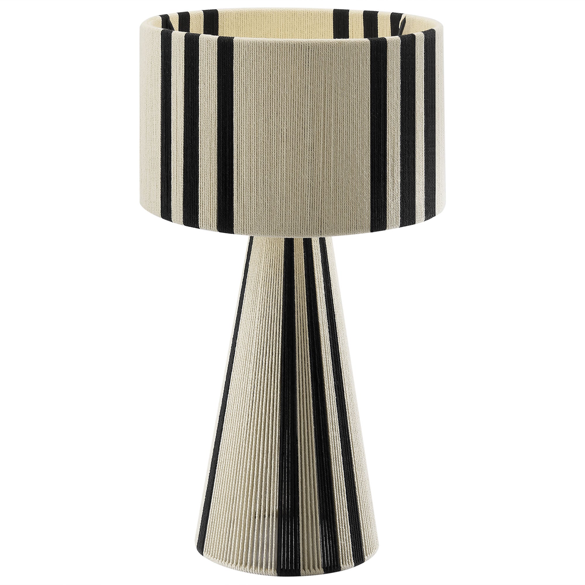 Gia Handwoven Cotton Thread Striped or Plain Table Lamp - Black