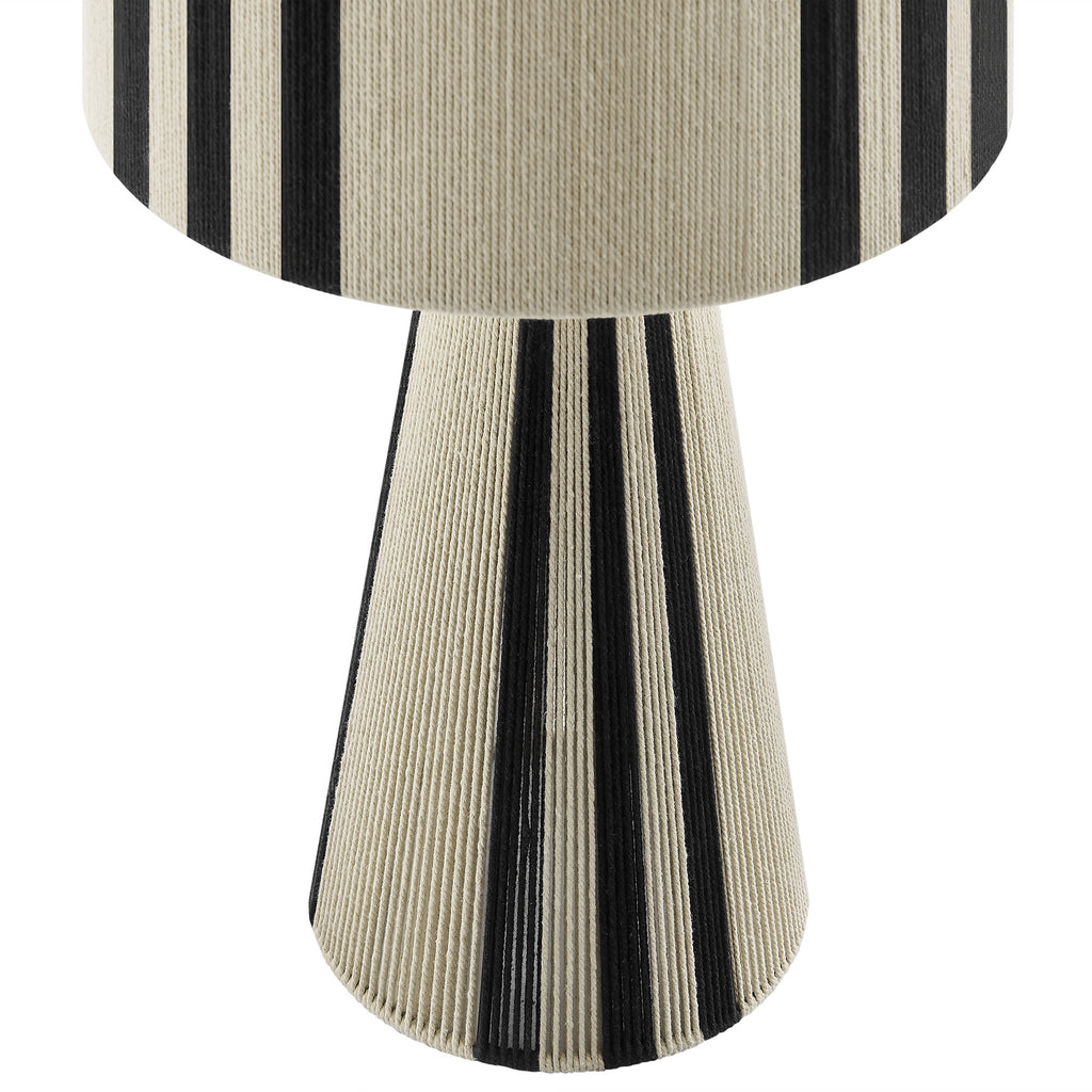 Gia Handwoven Cotton Thread Striped or Plain Table Lamp - Black