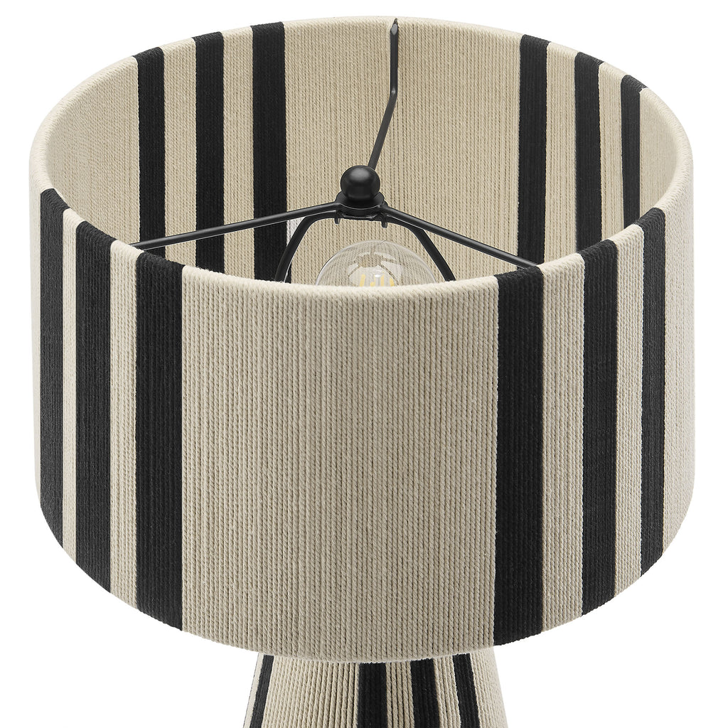 Gia Handwoven Cotton Thread Striped or Plain Table Lamp - Black