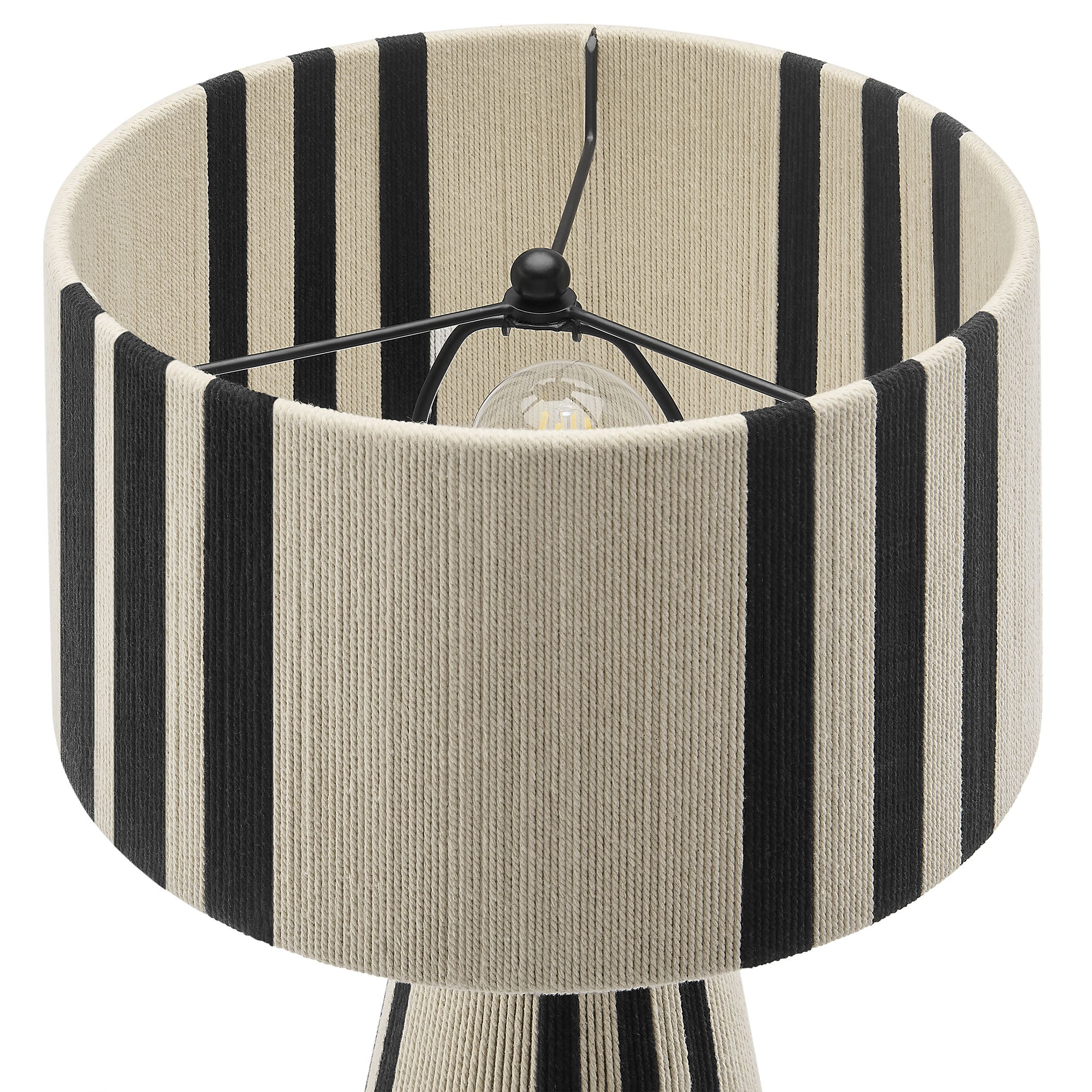 Gia Handwoven Cotton Thread Striped or Plain Table Lamp - Black
