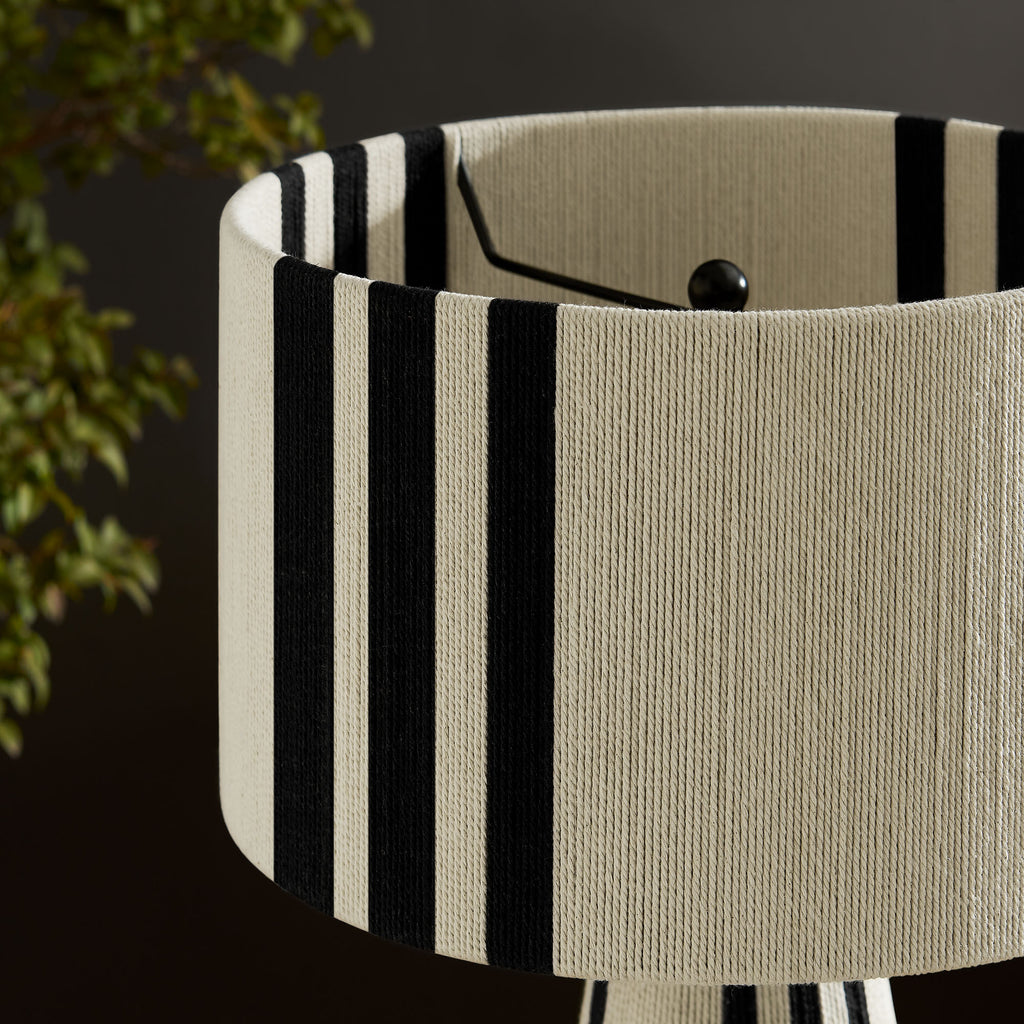 Gia Handwoven Cotton Thread Striped or Plain Table Lamp - Black