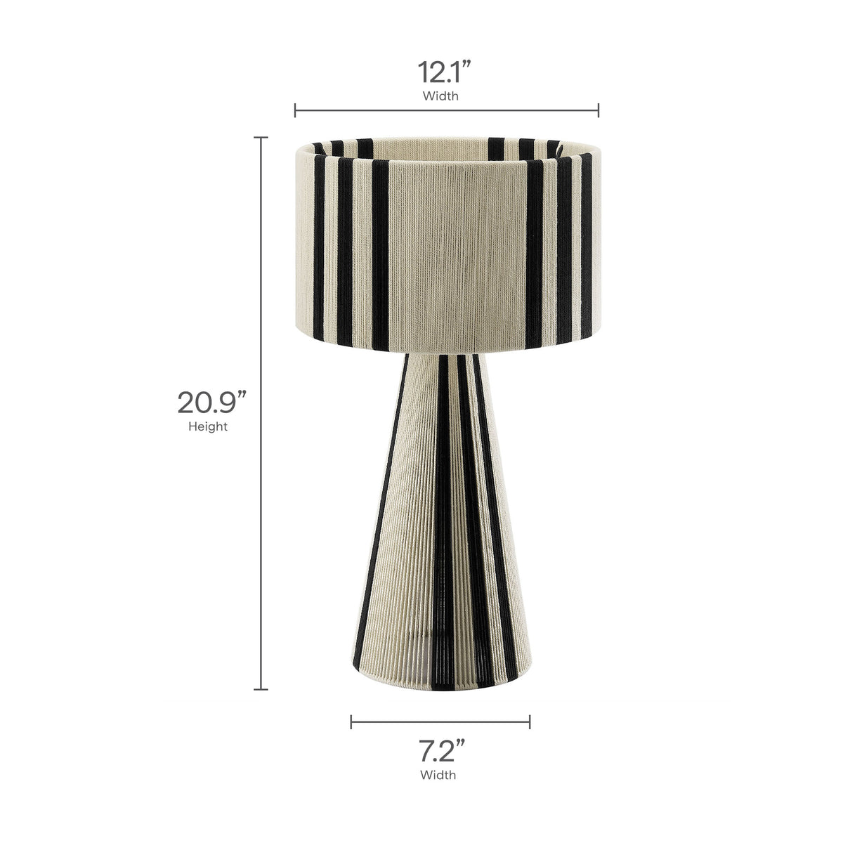 Gia Handwoven Cotton Thread Striped or Plain Table Lamp - Black