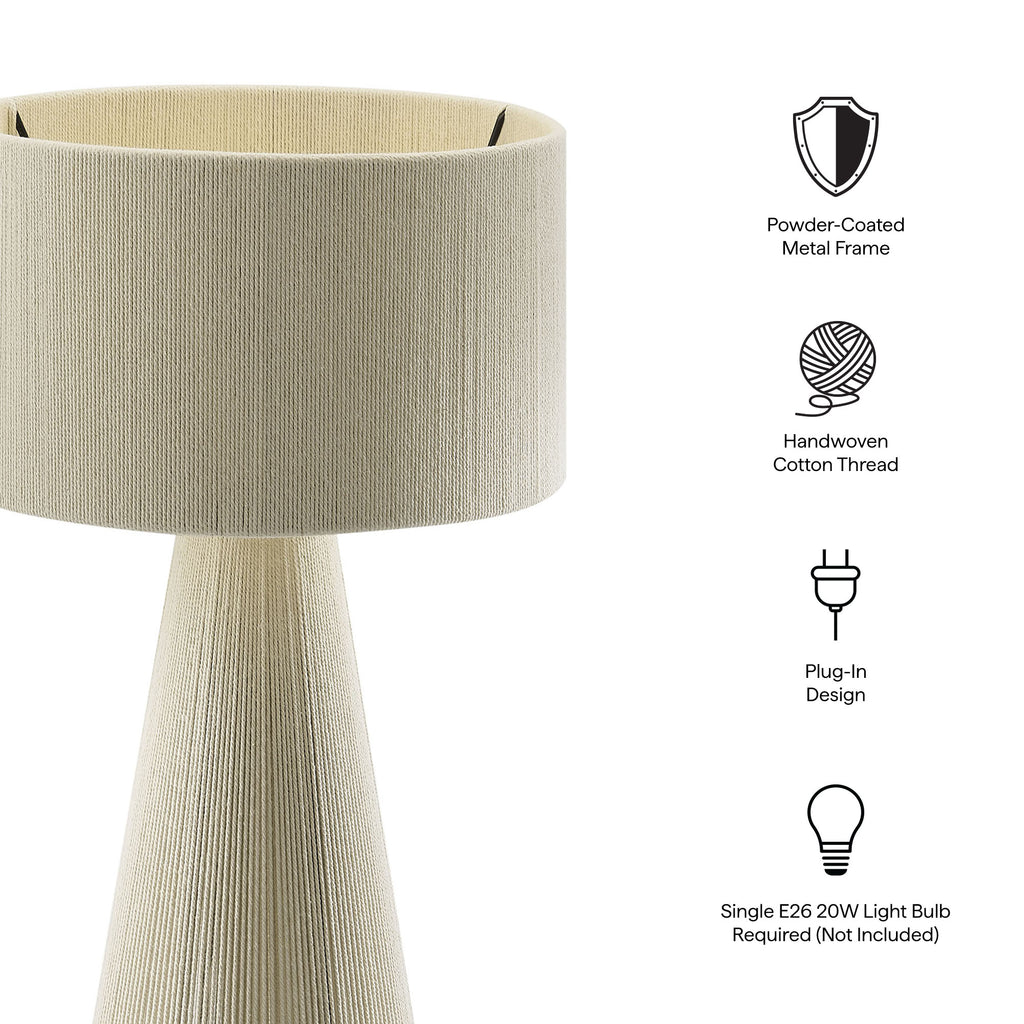 Gia Handwoven Cotton Thread Striped or Plain Table Lamp - Natural