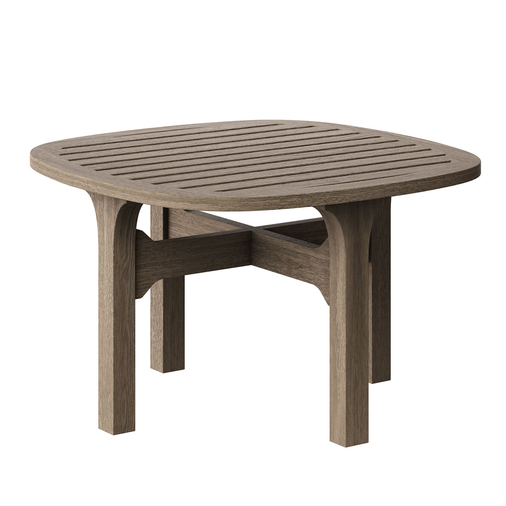 Saratoga Square Outdoor Patio Teak Wood Side Table - Weathered Gray