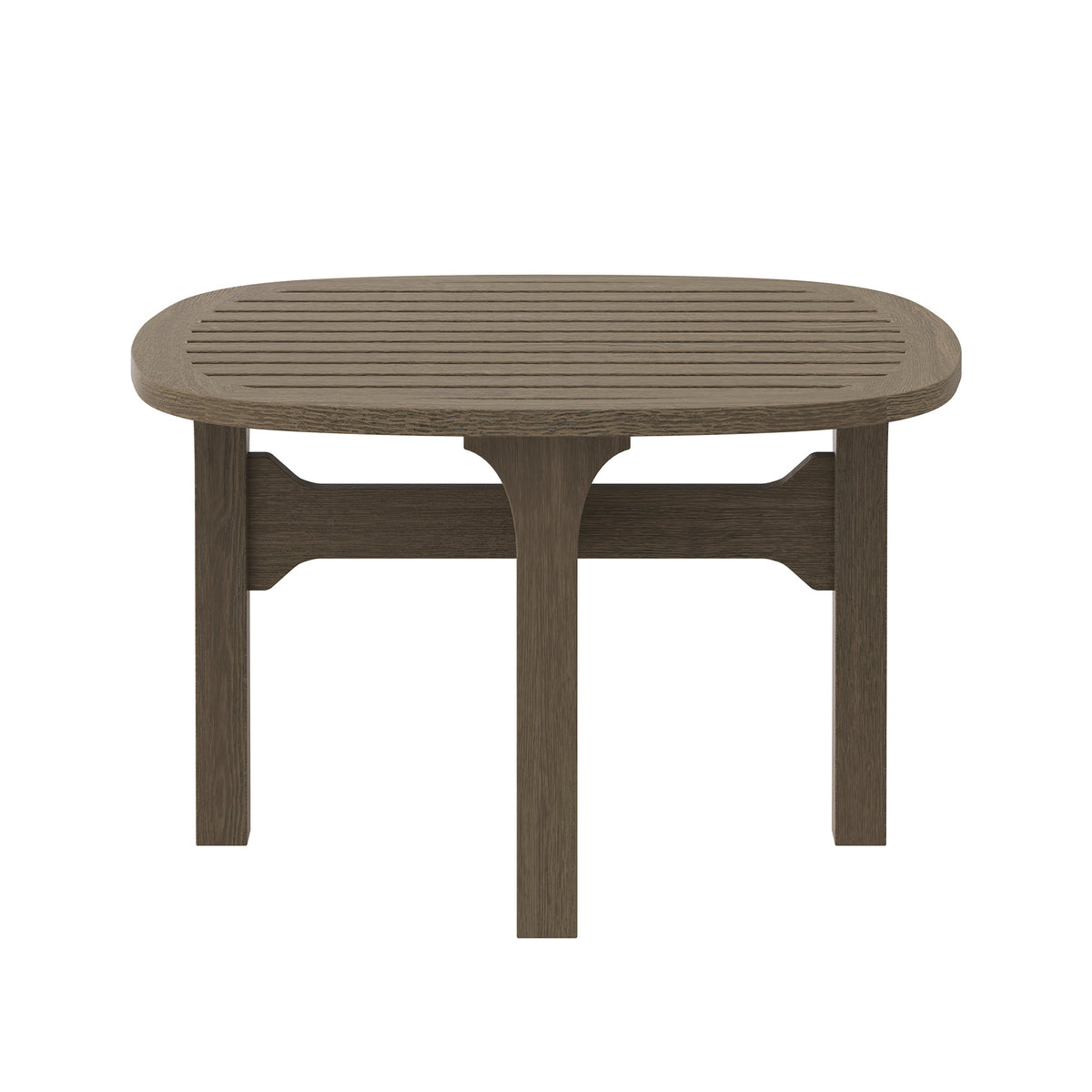 Saratoga Square Outdoor Patio Teak Wood Side Table - Weathered Gray