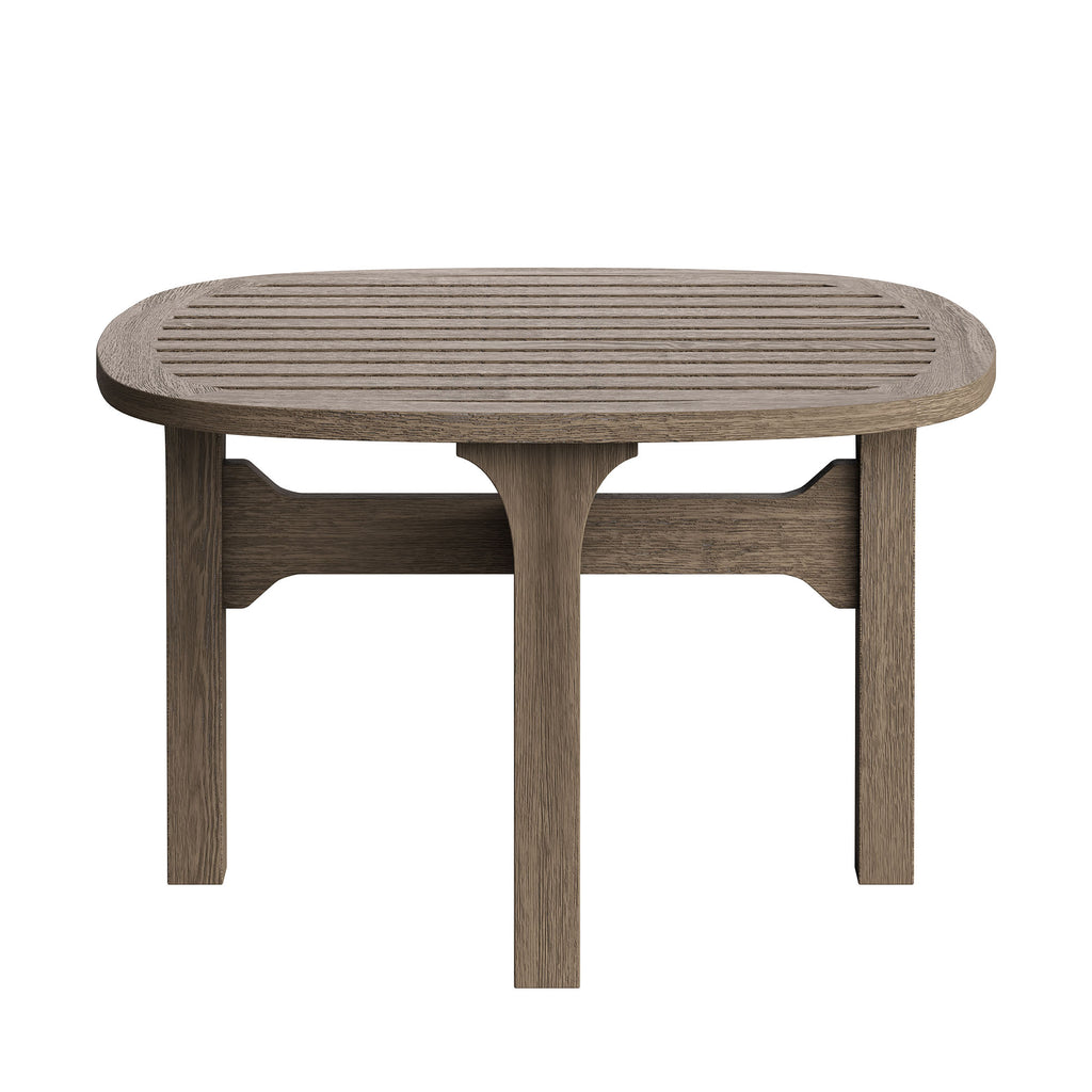 Saratoga Square Outdoor Patio Teak Wood Side Table - Weathered Gray