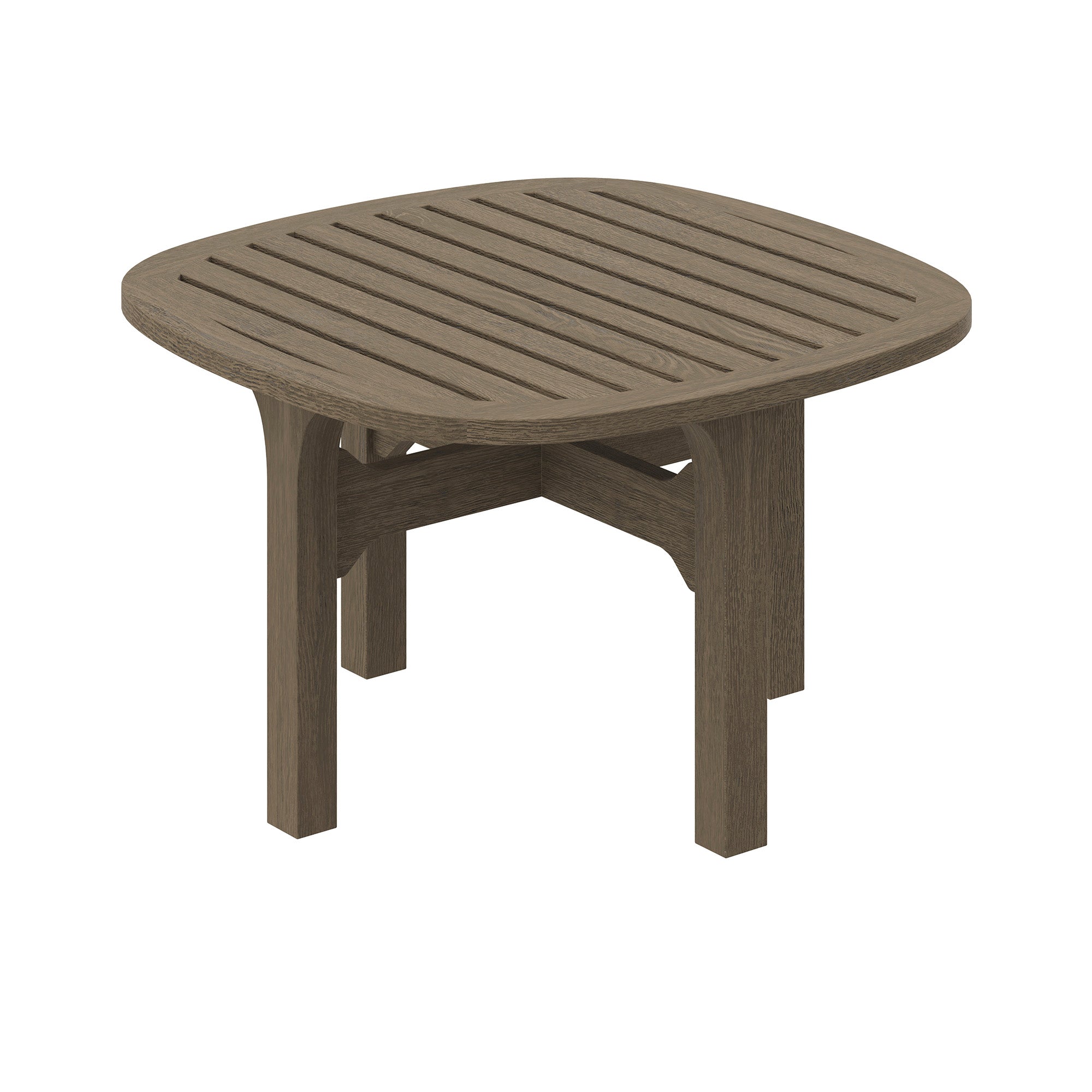 Saratoga Square Outdoor Patio Teak Wood Side Table - Weathered Gray