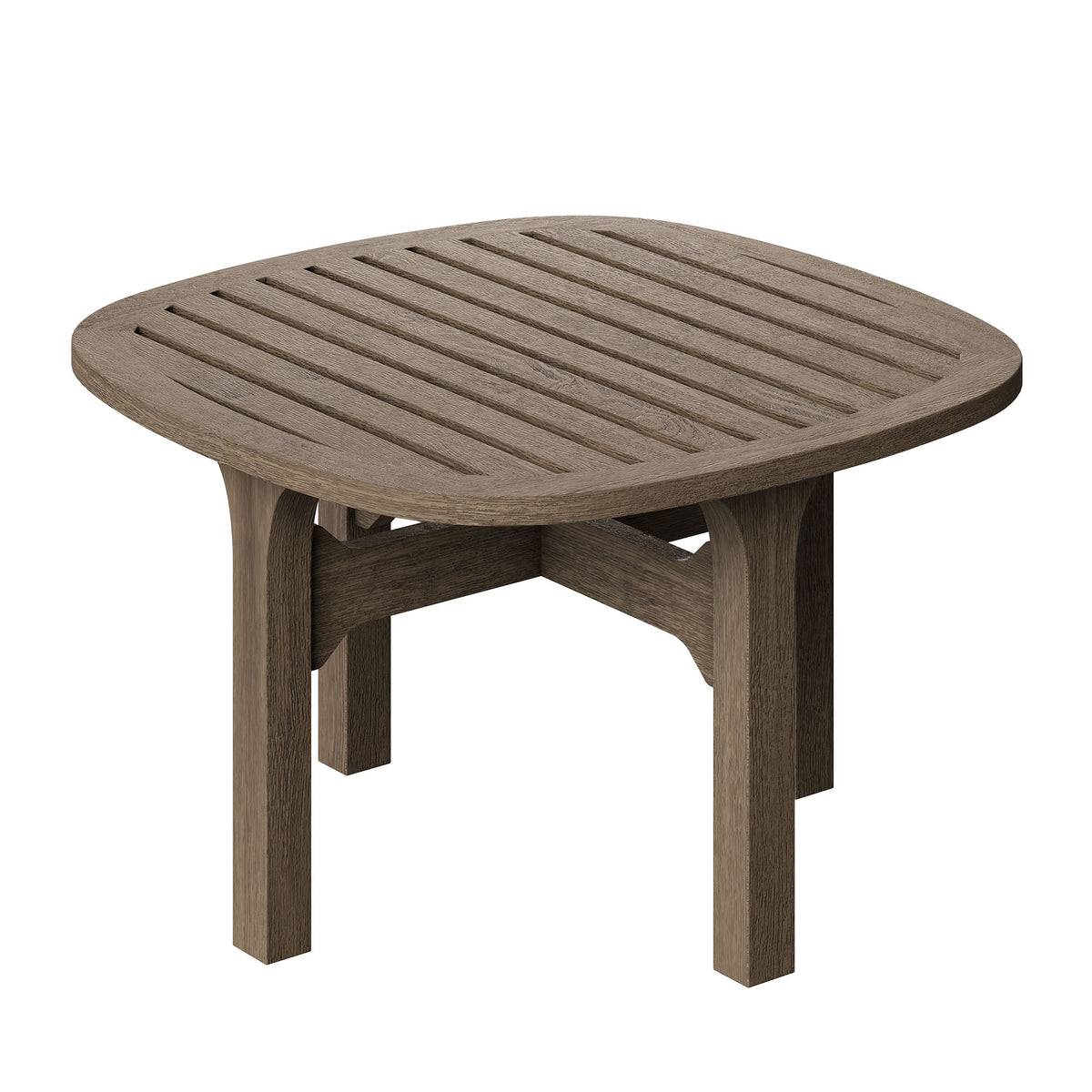 Saratoga Square Outdoor Patio Teak Wood Side Table - Weathered Gray