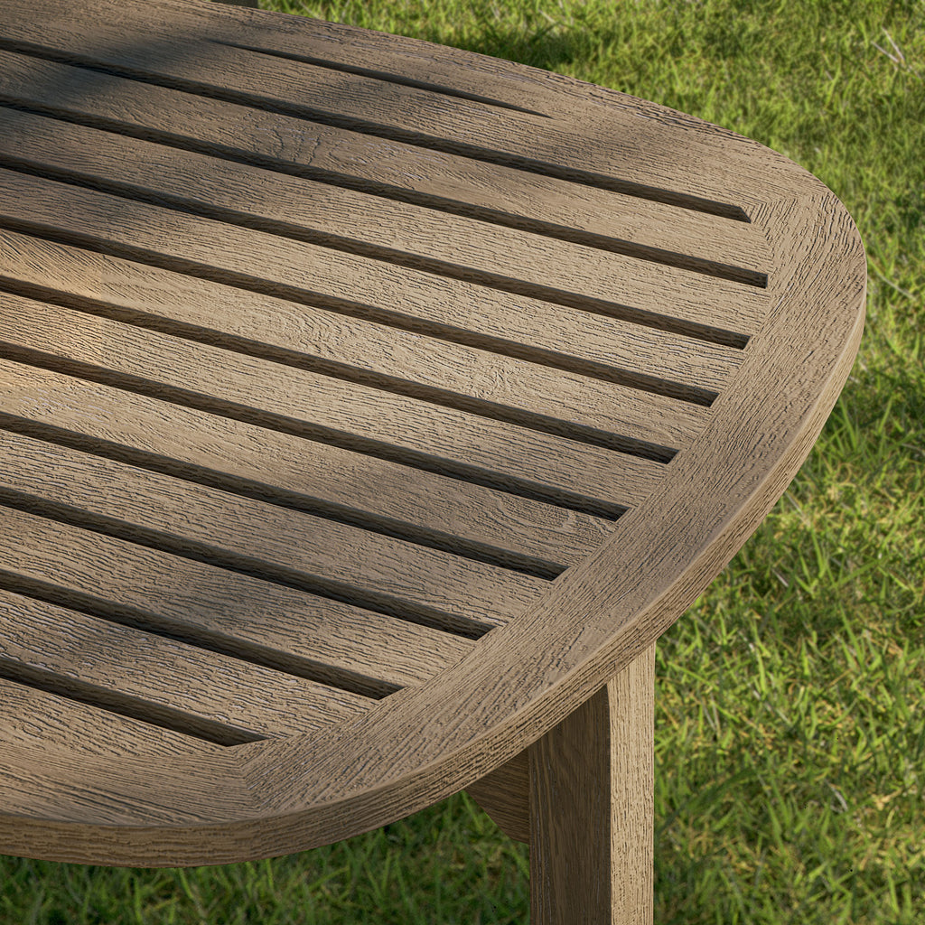 Saratoga Square Outdoor Patio Teak Wood Side Table - Weathered Gray