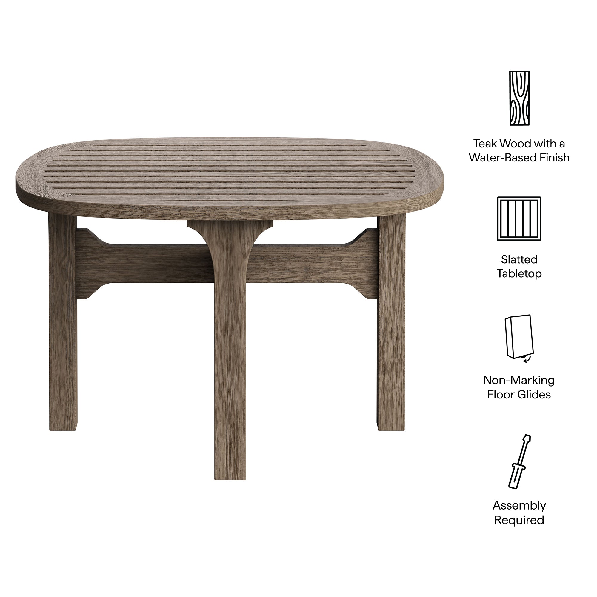 Saratoga Square Outdoor Patio Teak Wood Side Table - Weathered Gray
