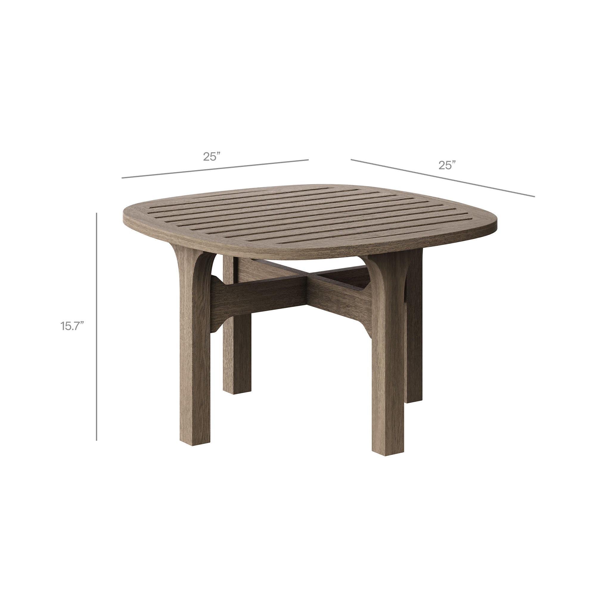 Saratoga Square Outdoor Patio Teak Wood Side Table - Weathered Gray