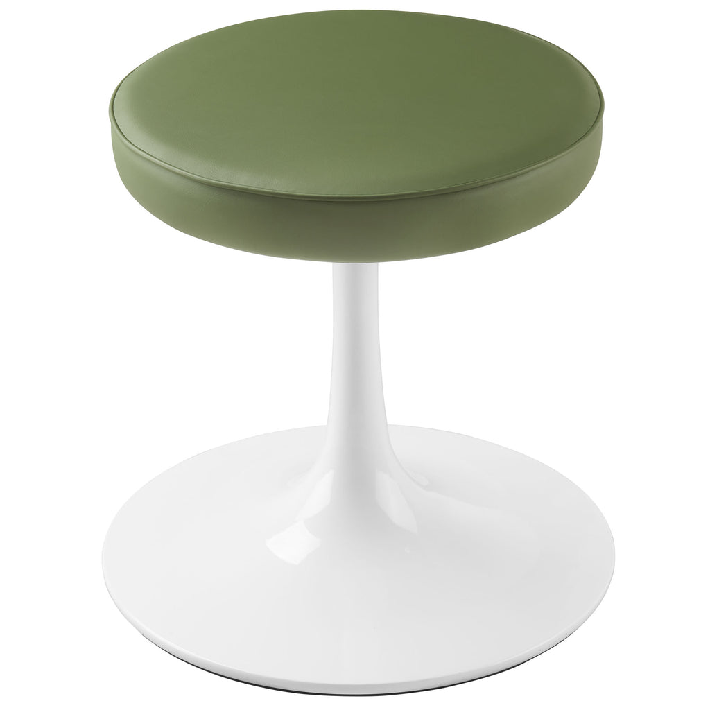 Lippa Vegan Leather Round Stool - Leaf