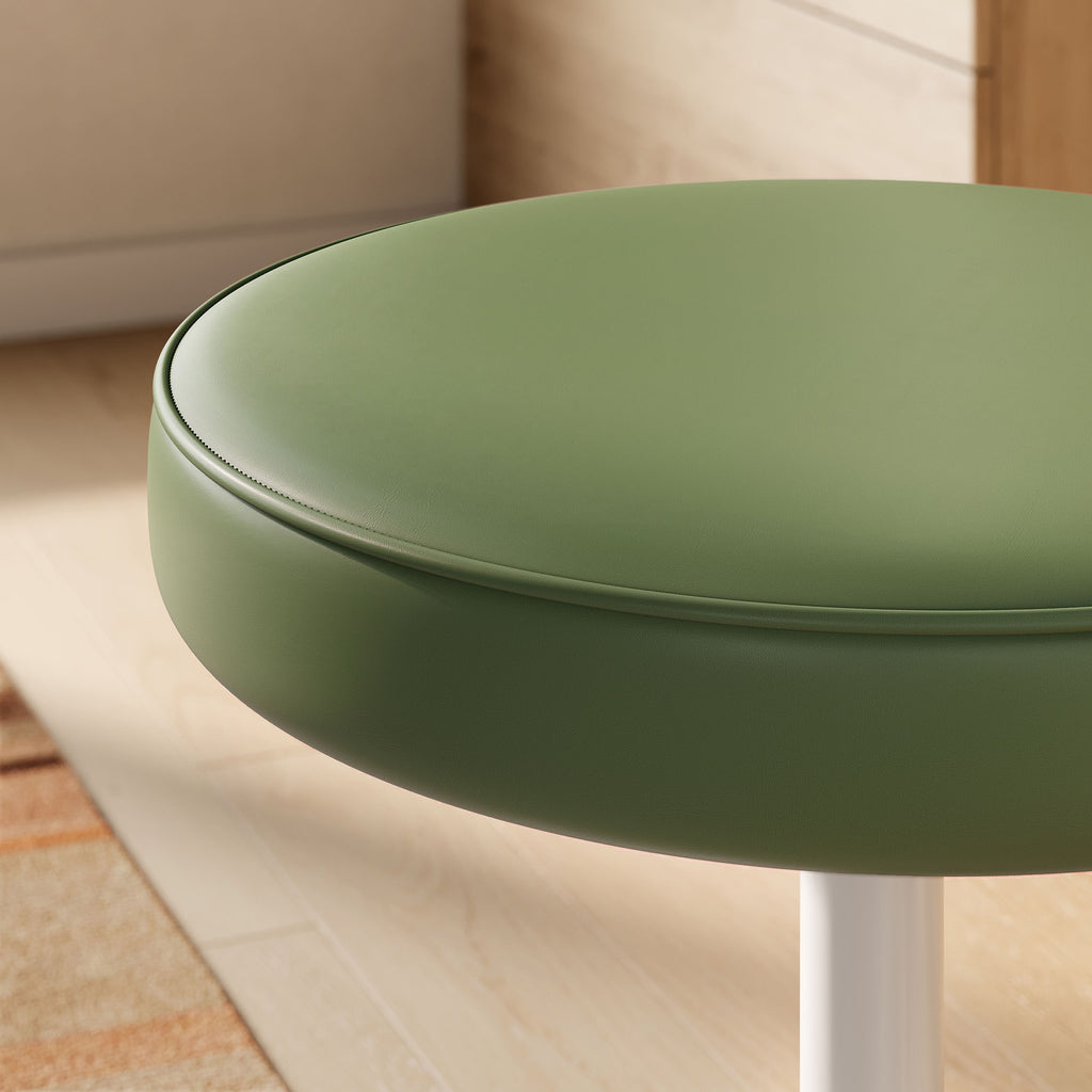 Lippa Vegan Leather Round Stool - Leaf