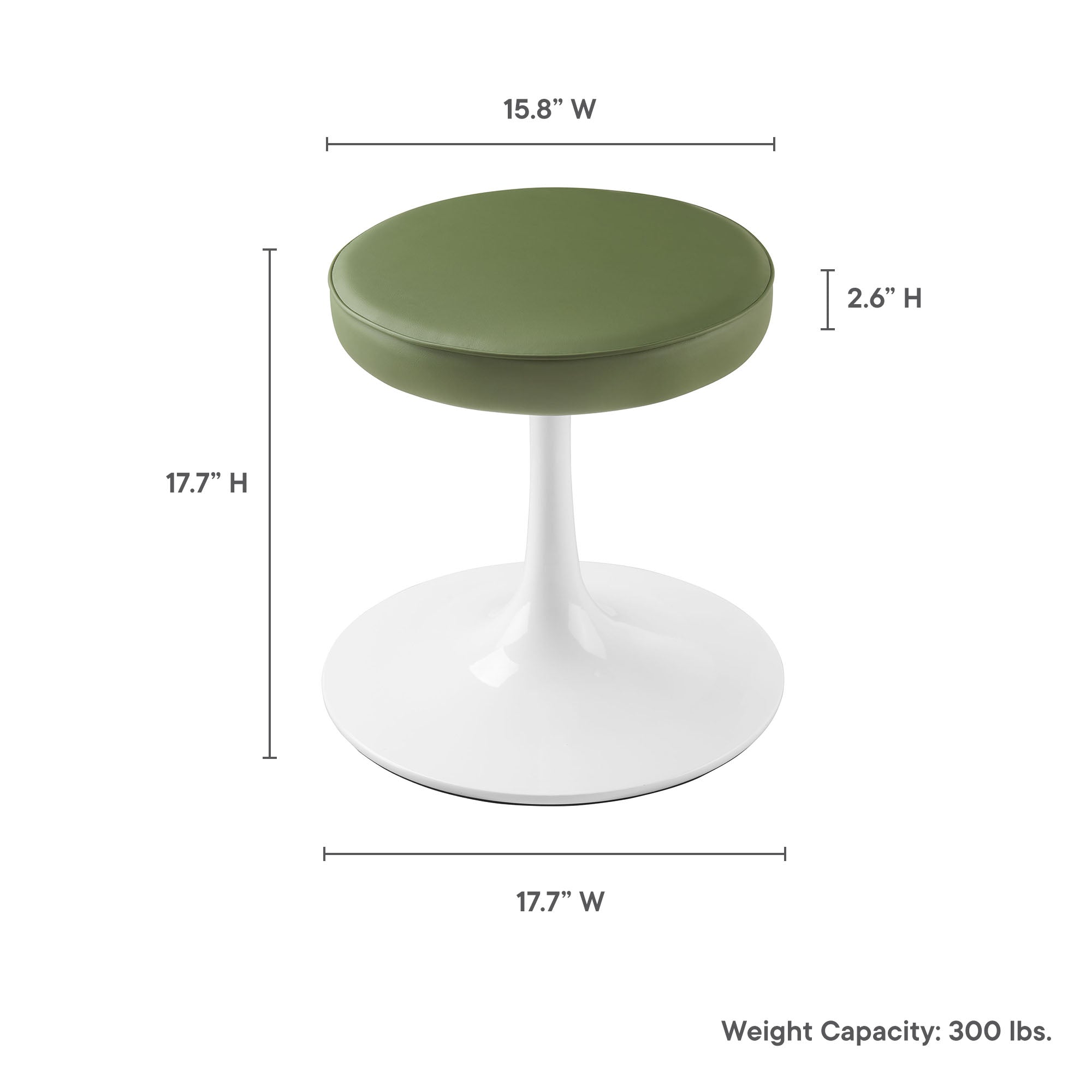 Lippa Vegan Leather Round Stool - Leaf