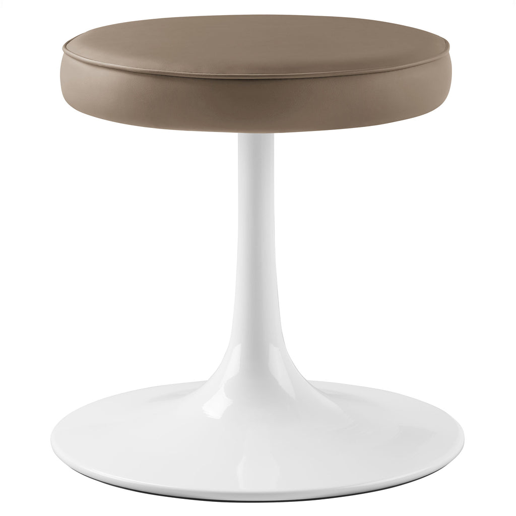 Lippa Vegan Leather Round Stool - Mushroom Brown