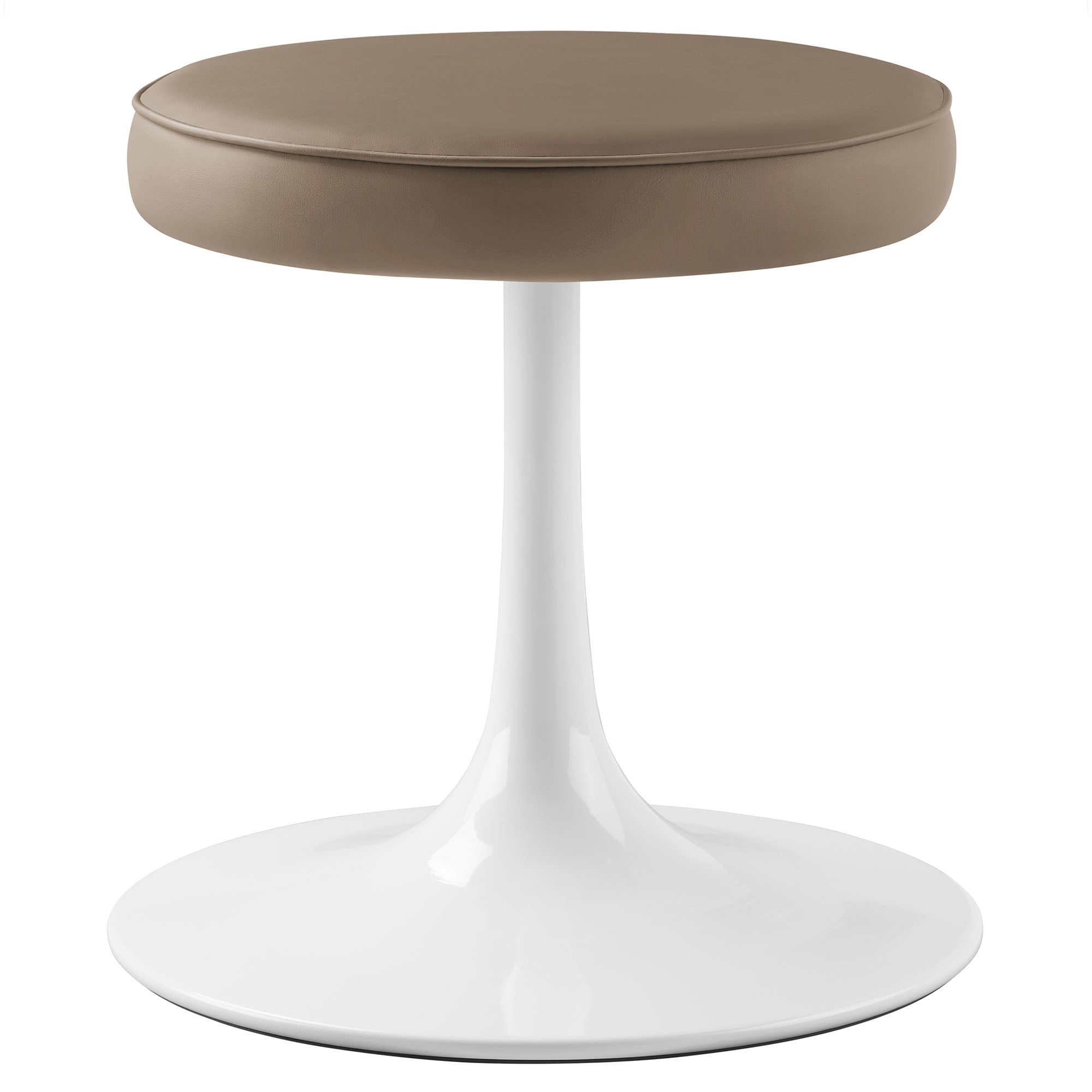 Lippa Vegan Leather Round Stool - Mushroom Brown