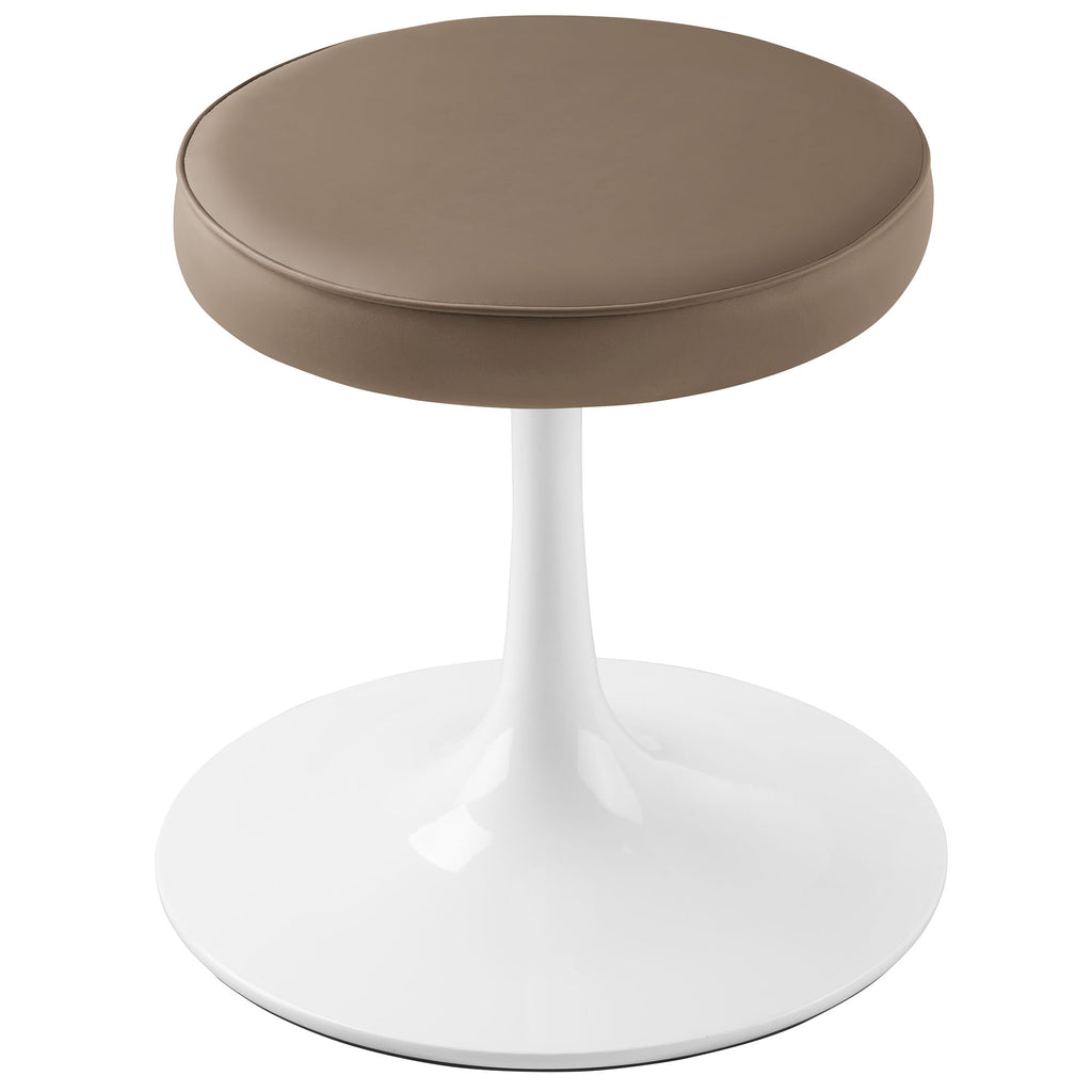 Lippa Vegan Leather Round Stool - Mushroom Brown