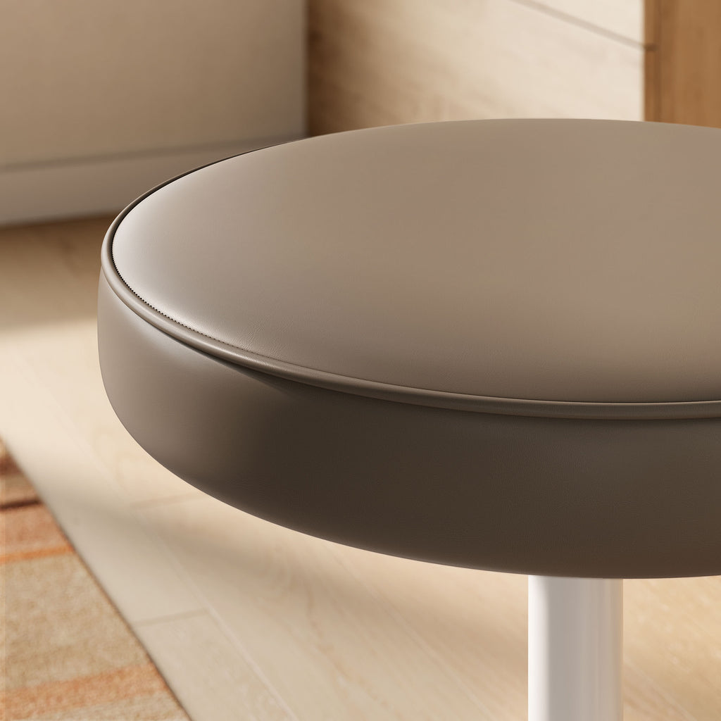 Lippa Vegan Leather Round Stool - Mushroom Brown