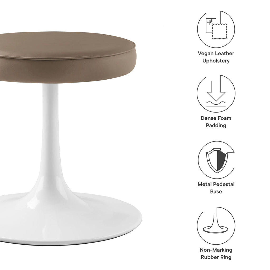 Lippa Vegan Leather Round Stool - Mushroom Brown