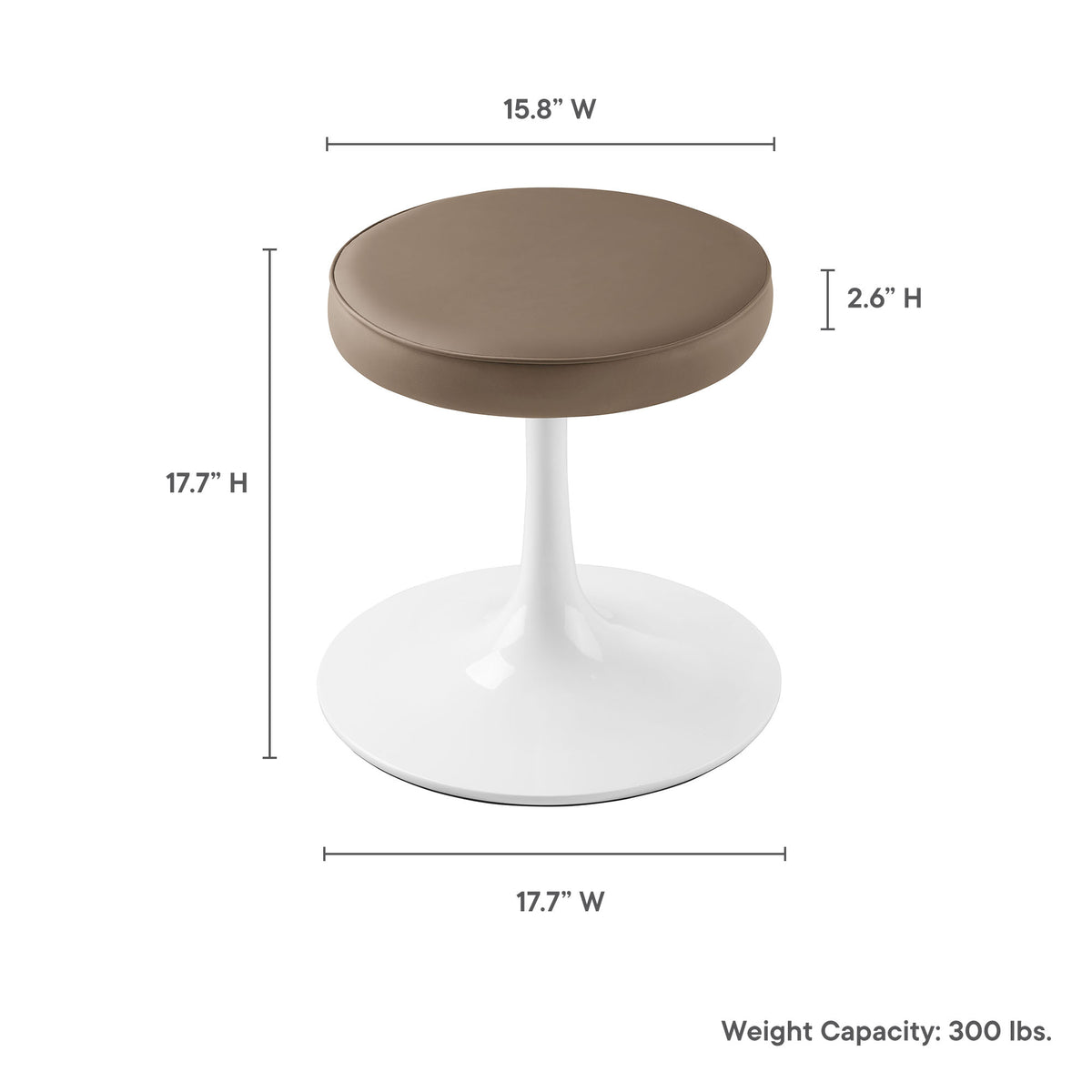 Lippa Vegan Leather Round Stool - Mushroom Brown