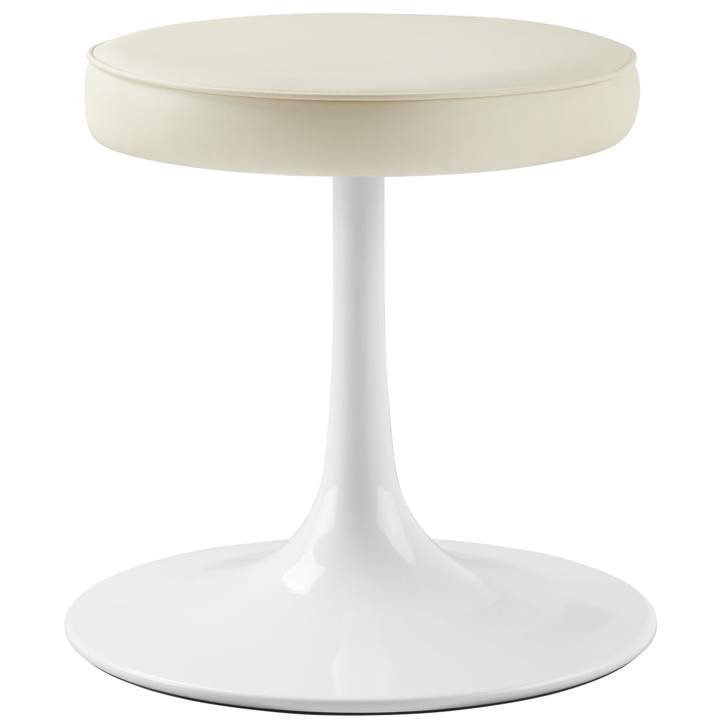 Lippa Vegan Leather Round Stool - Stone